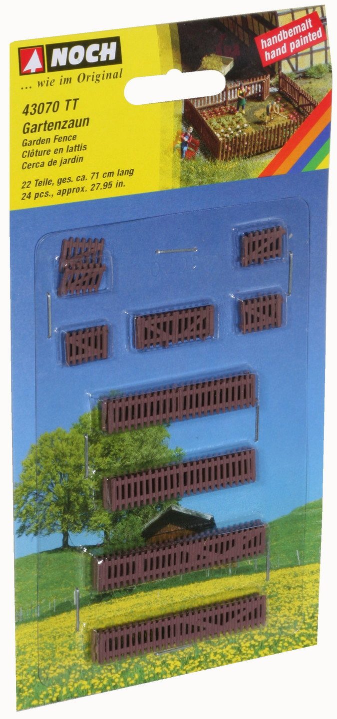 NOCH Dekofigur Gartenzaun, handbemalter Holzzaun, 22 Teile 0,9 cm