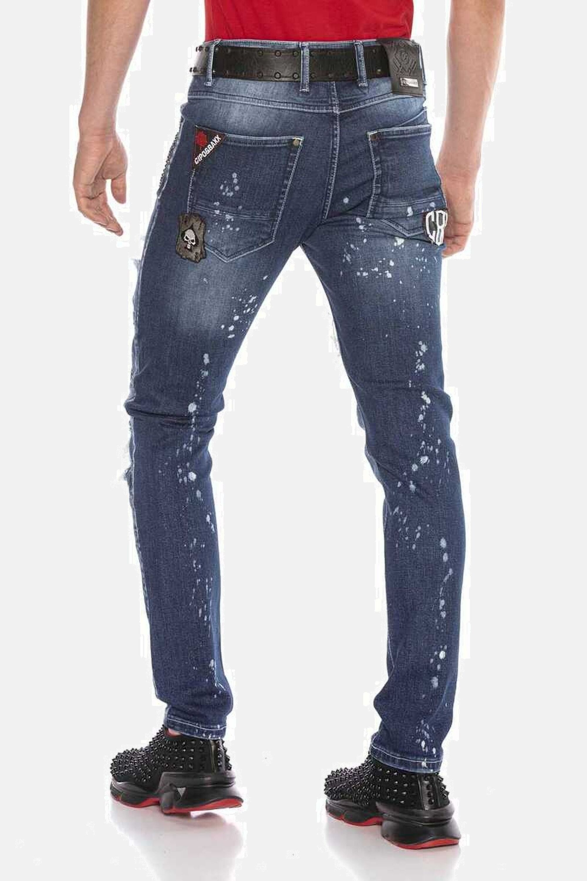 Cipo & Baxx Straight-Jeans DENIM bequeme Jeans im angesagten Patchwork-Style, CD643