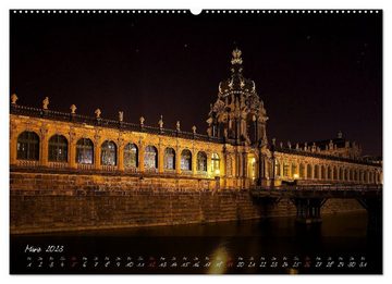 CALVENDO Wandkalender Nachts in Dresden (Premium, hochwertiger DIN A2 Wandkalender 2023, Kunstdruck in Hochglanz)
