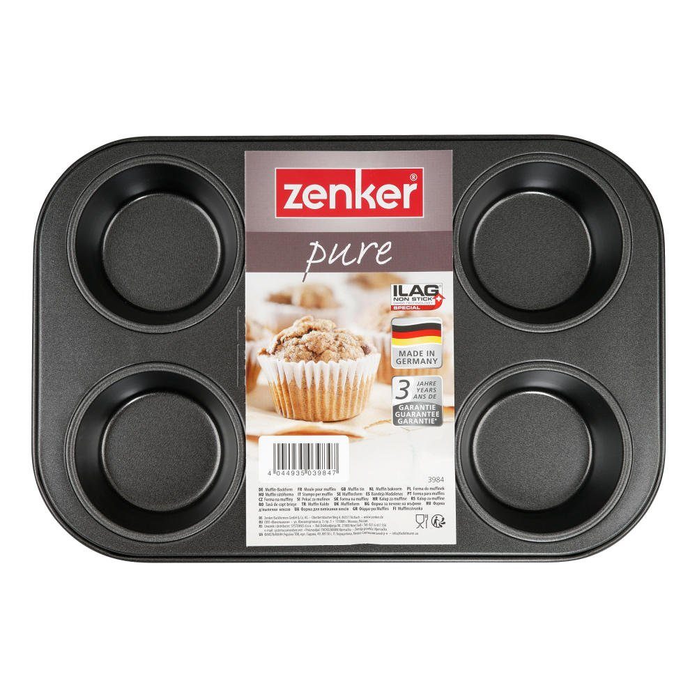 Zenker Muffinplatten Pure Muffinblech für 6 Muffins, Stahlblech