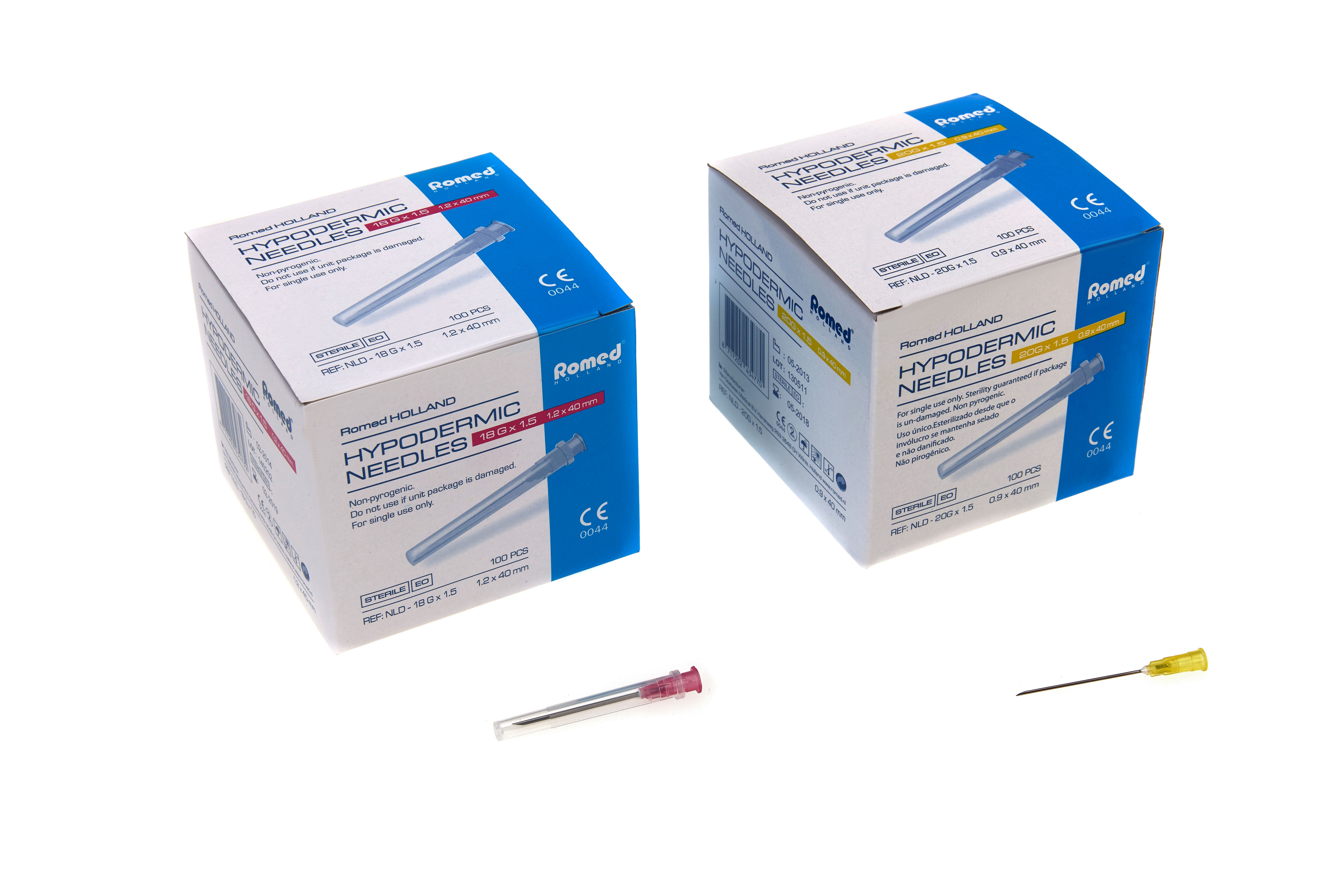 Romed Einwegspritze Injektionskanülen steril, 100 Stück, (Packung), 19G elfenbein, 1,1 x 40 mm, steril, einzeln verpackt, ohne Spritze