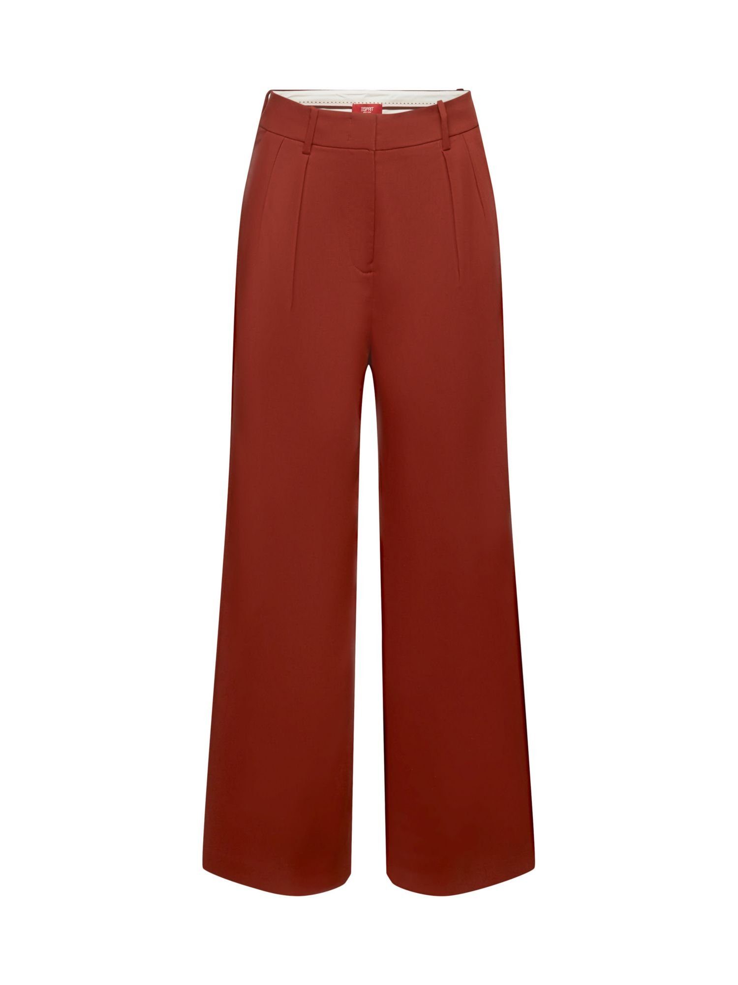 Esprit Collection Stoffhose Hose aus Webstoff mit weitem Bein RUST BROWN