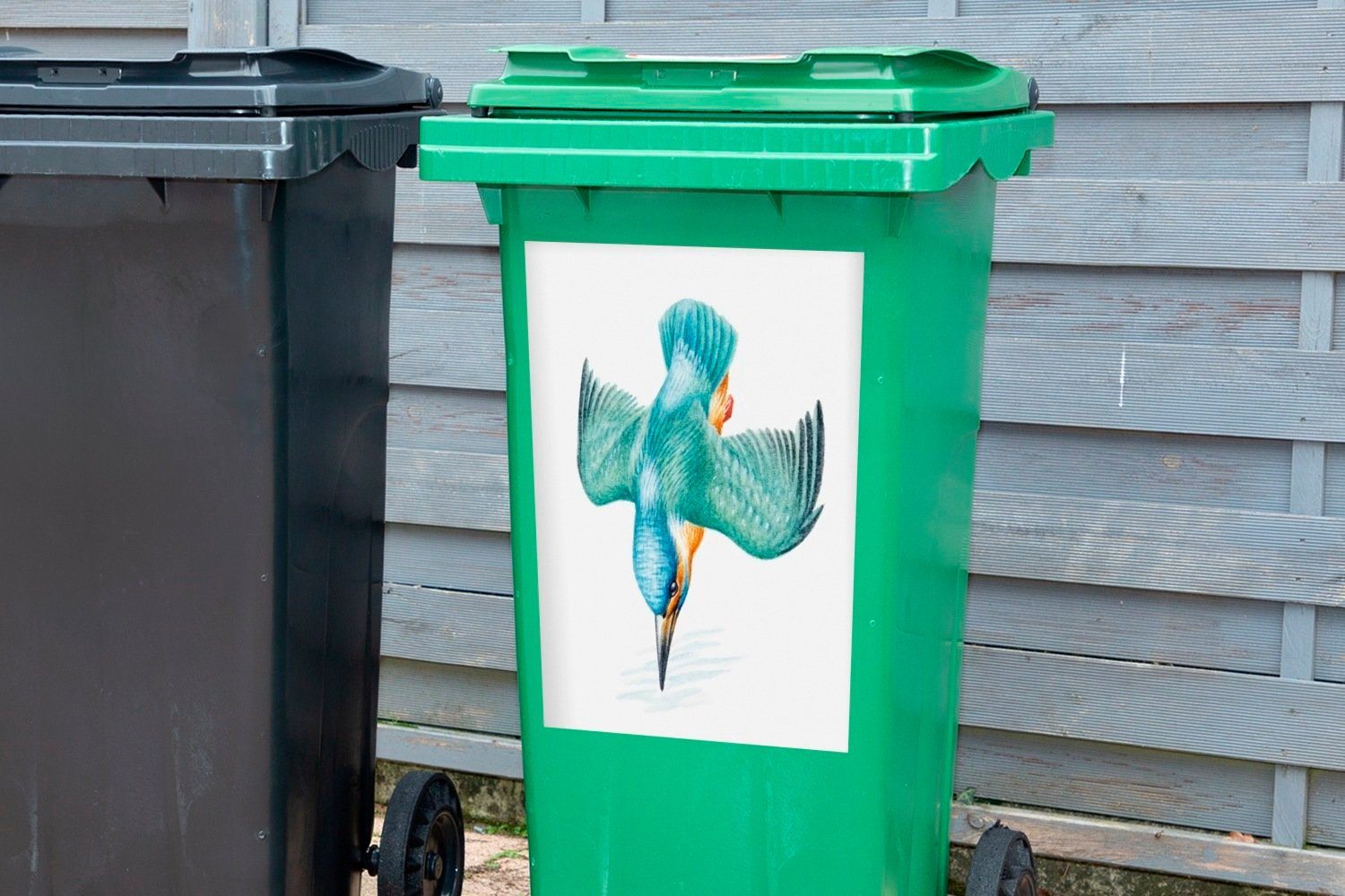 - Mülleimer-aufkleber, (1 - Abfalbehälter Sticker, Vogel Wandsticker St), Container, Federn Mülltonne, MuchoWow Aquarell