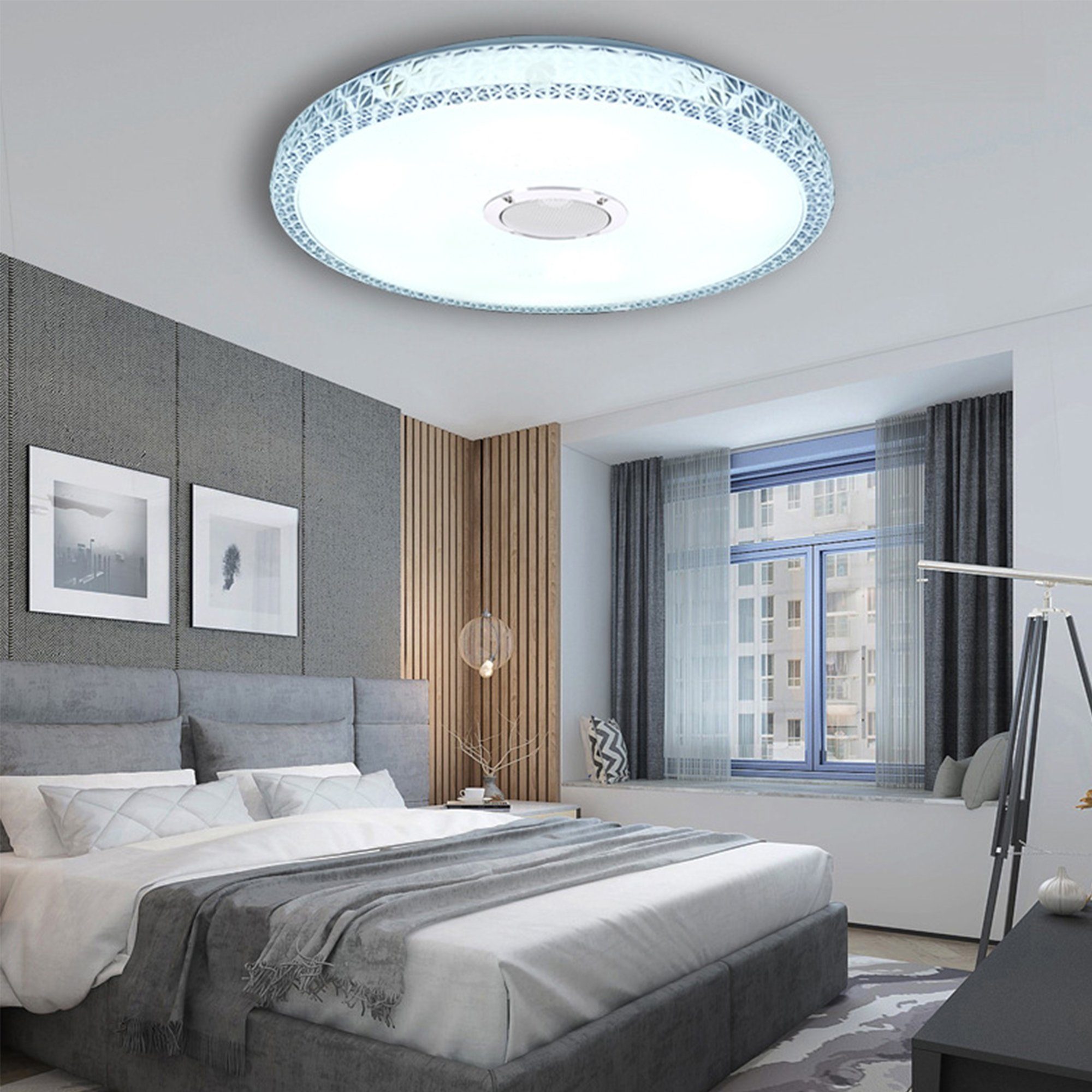 Mutoy Deckenleuchte LED Deckenlampe,Deckenlampe mit Deckenleuchte Fernbedienung 40cm, integriert, fest LED Lautsprecher,dimmbar, oder APP-Steuerung wohnzimmer, Ø Bluetooth