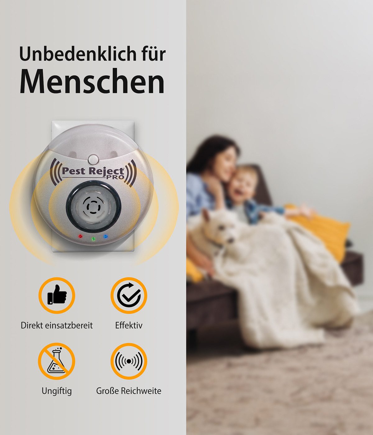 Genius Insektenfalle Pest Reject Schädlingsabwehr, Ultraschall, für Mücken, Nagetiere, 24/7-Dauerbetrieb für kontinuierliche Schädlingsabwehr – Bild 4 von 5