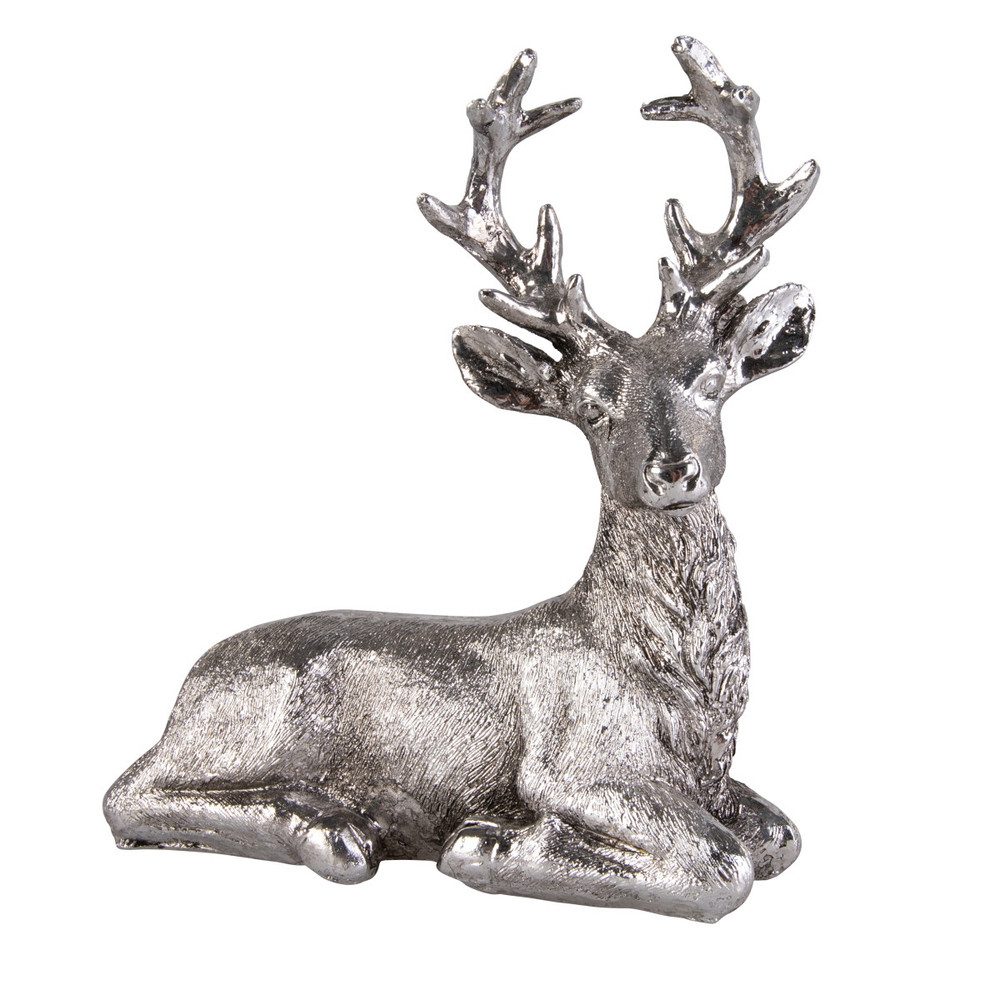 MICA Dekofigur Hirsch liegend - silber - aus Polyresin - ca. 17 x 6 x 18 cm günstig online kaufen