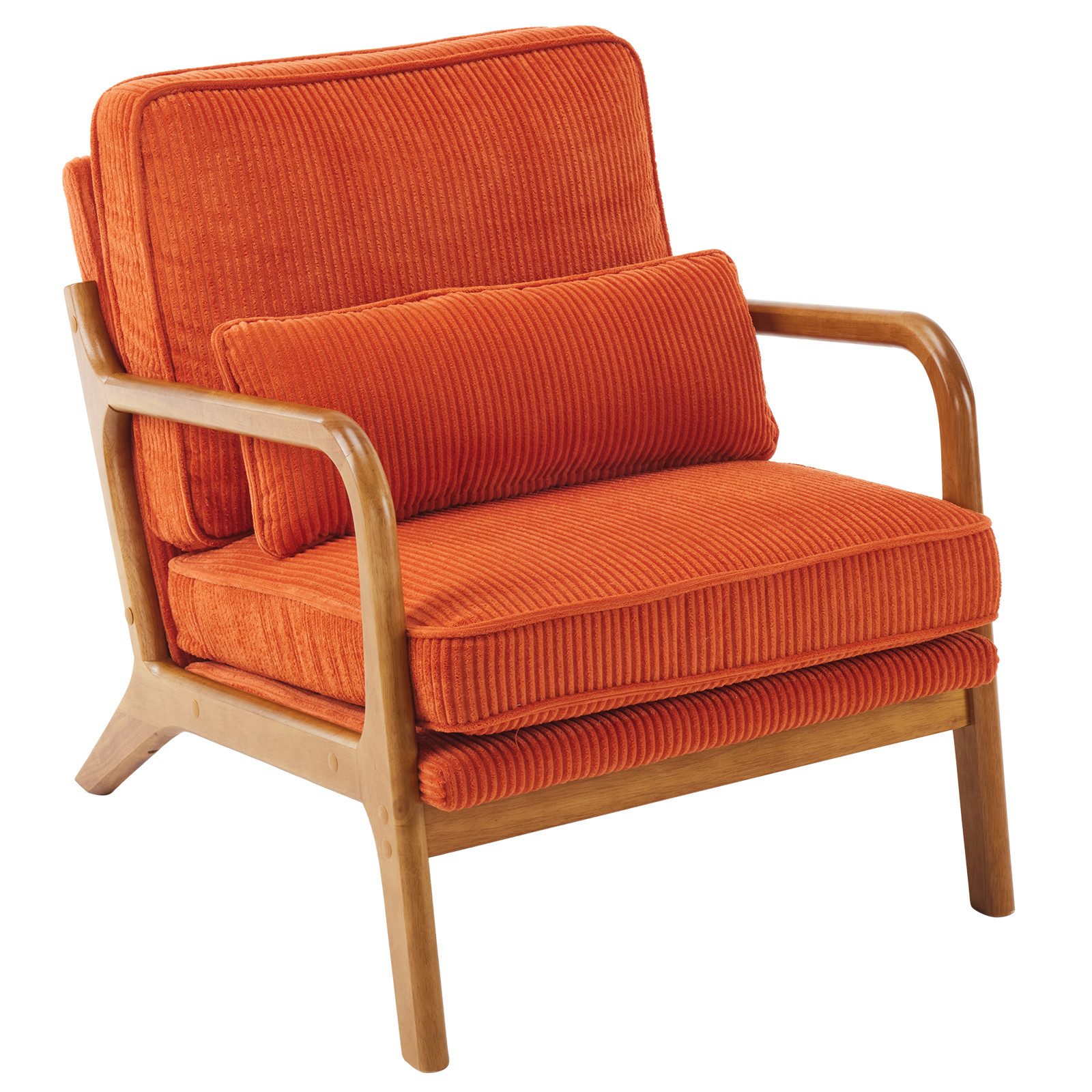 VINGLI Cocktailsessel, Moderner loungesessel, Sessel mit Massivholz, Lesesessel, bis 200 kg belastbar, Cord-Stoff