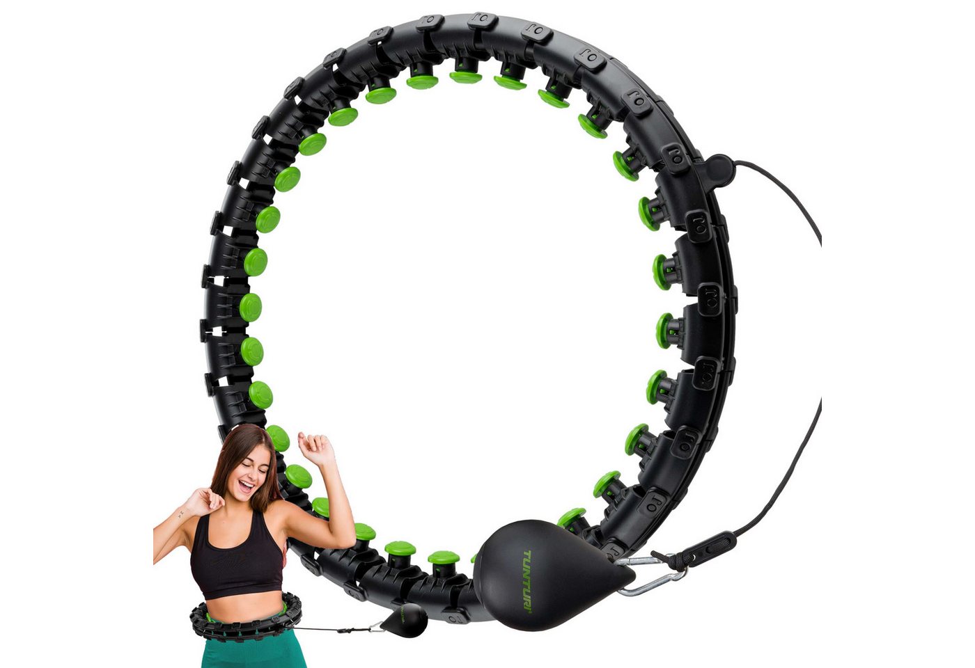 Tunturi Hula-Hoop-Reifen Hula Hoop XL - Hoola Hoop Reifen für Gewichtsverlust - verstellbar