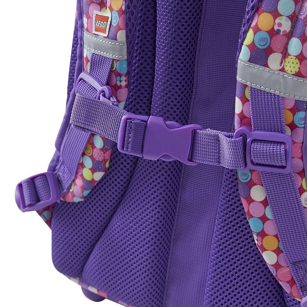 LEGO® Schulranzen Lego Friends Schulrucksack (Set, 3-tlg., inkl. Federmäppchen (gefüllt) und Turn-/Sportbeutel), Outbag Confetti; Violett Pink Punkte