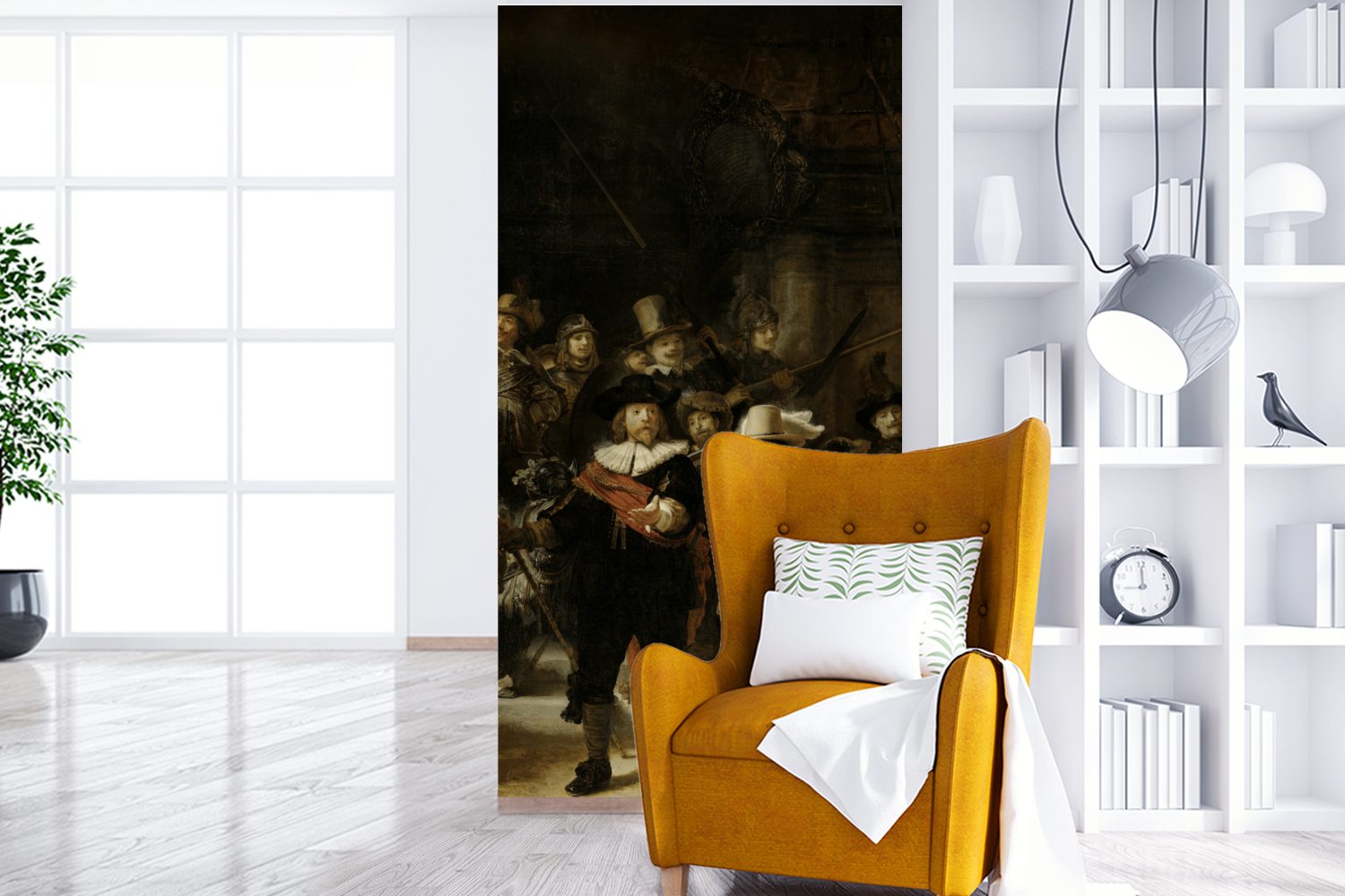 (2 Wohnzimmer Kunst, MuchoWow bedruckt, Schlafzimmer Fototapete - Küche, für Matt, St), Fototapete - van Rijn Rembrandt Vliestapete Nachtwache