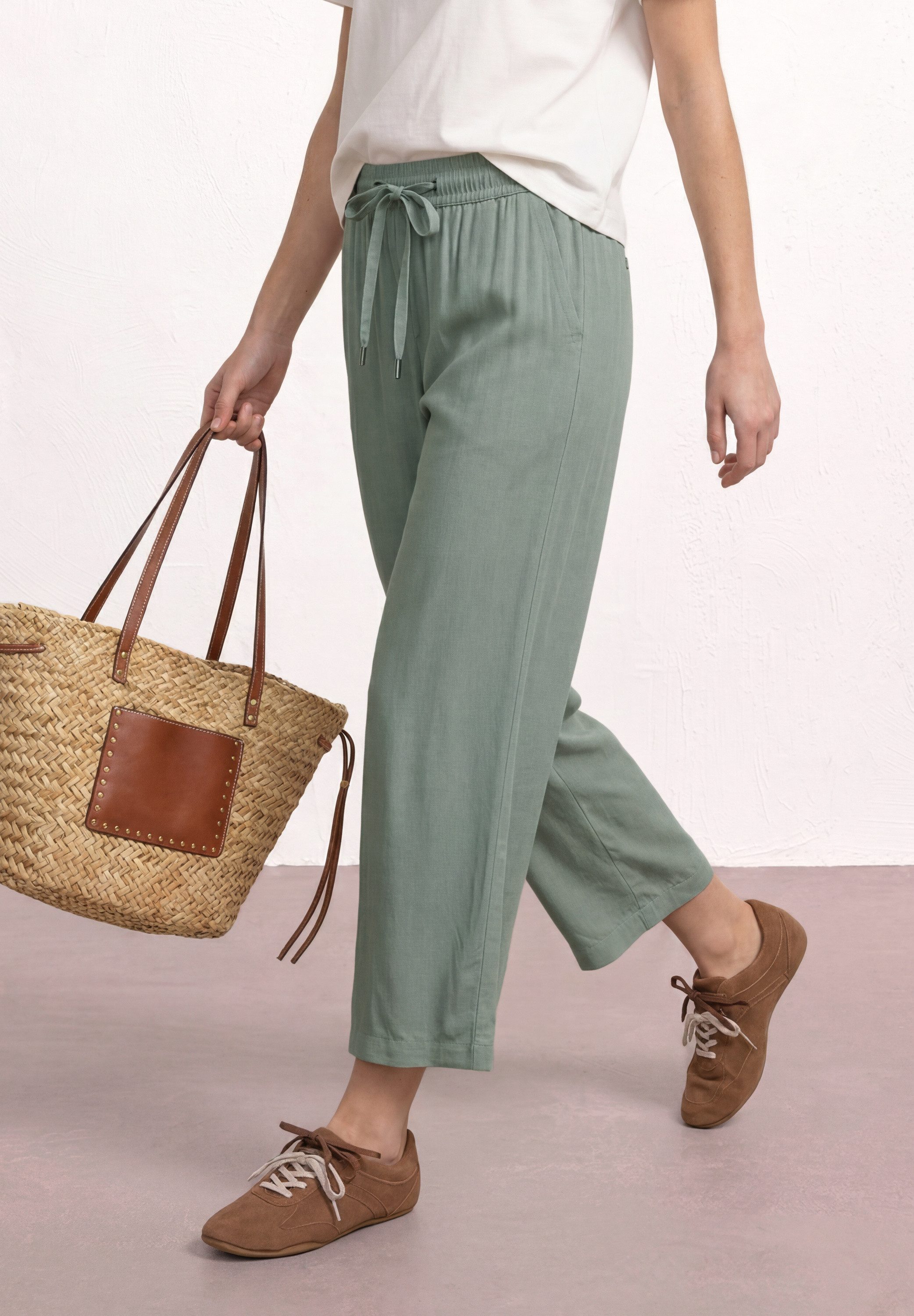 STREET ONE Stoffhose Style Emee 3/4-Sommerhose mit elastischem Bund und Tunnelzug
