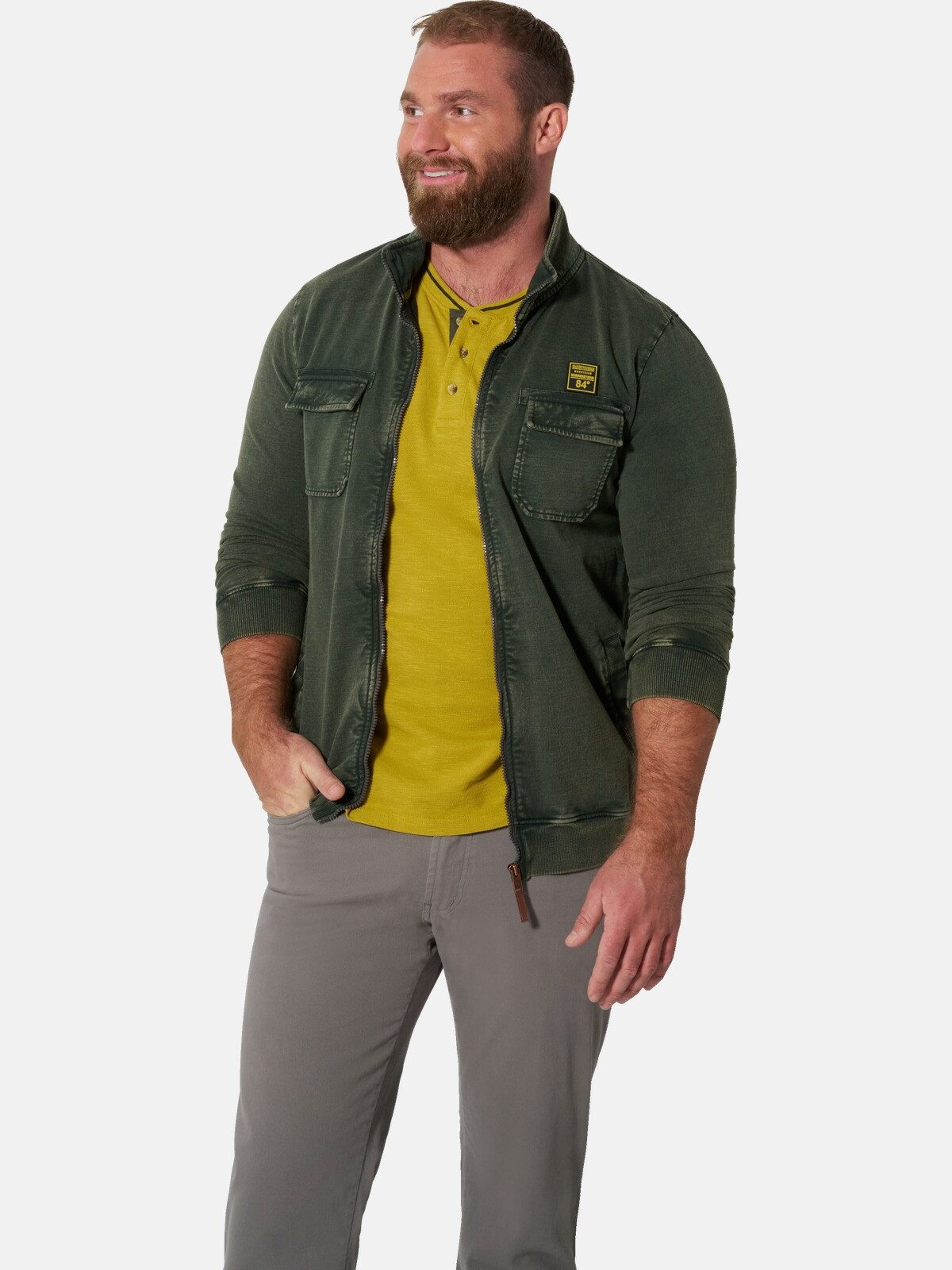 Jan Vanderstorm Sweatjacke BLANKUR mit coolem Wascheffekt