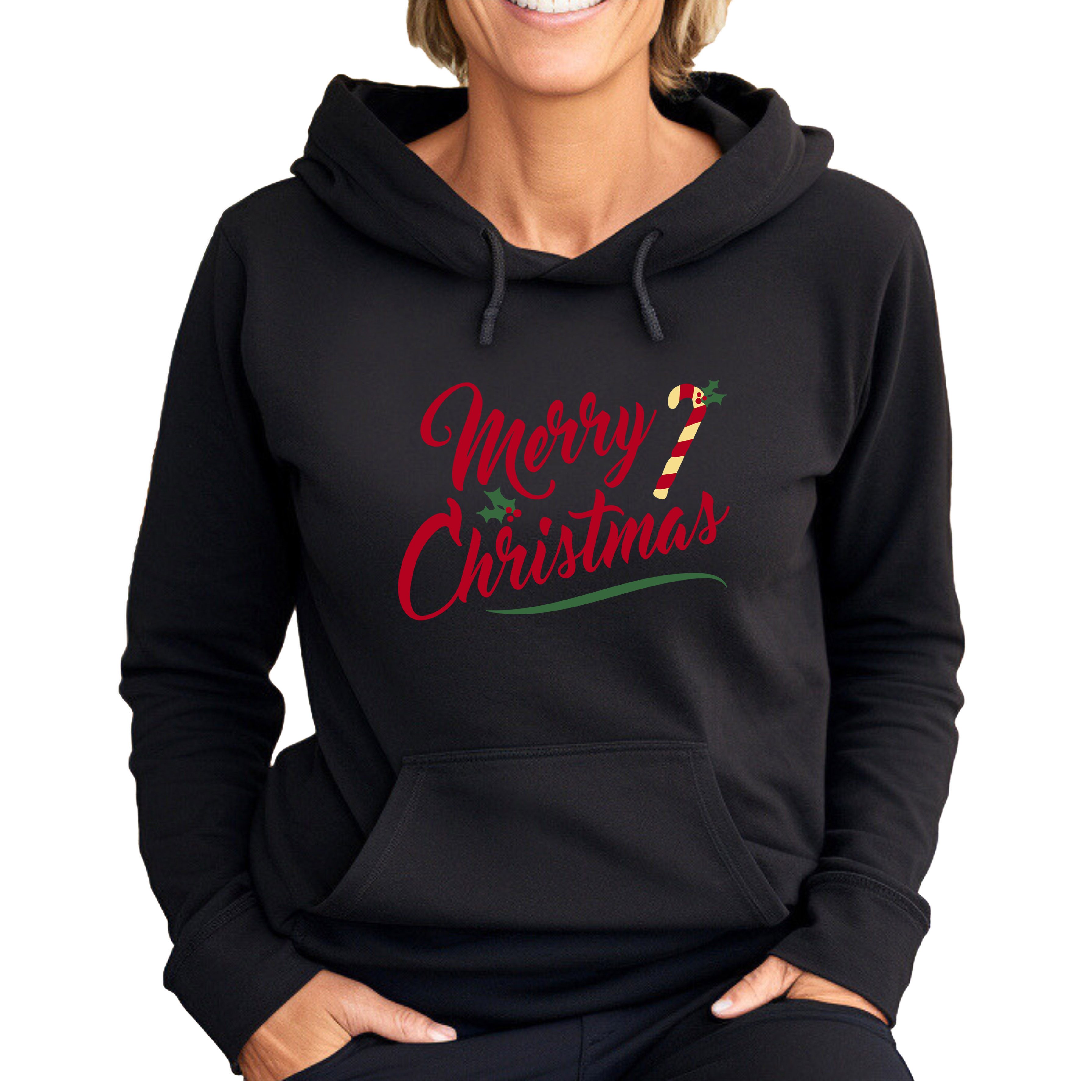 Banco Kapuzensweatshirt Damen Merry Christmas Unifarben Weihnachtspullover günstig online kaufen