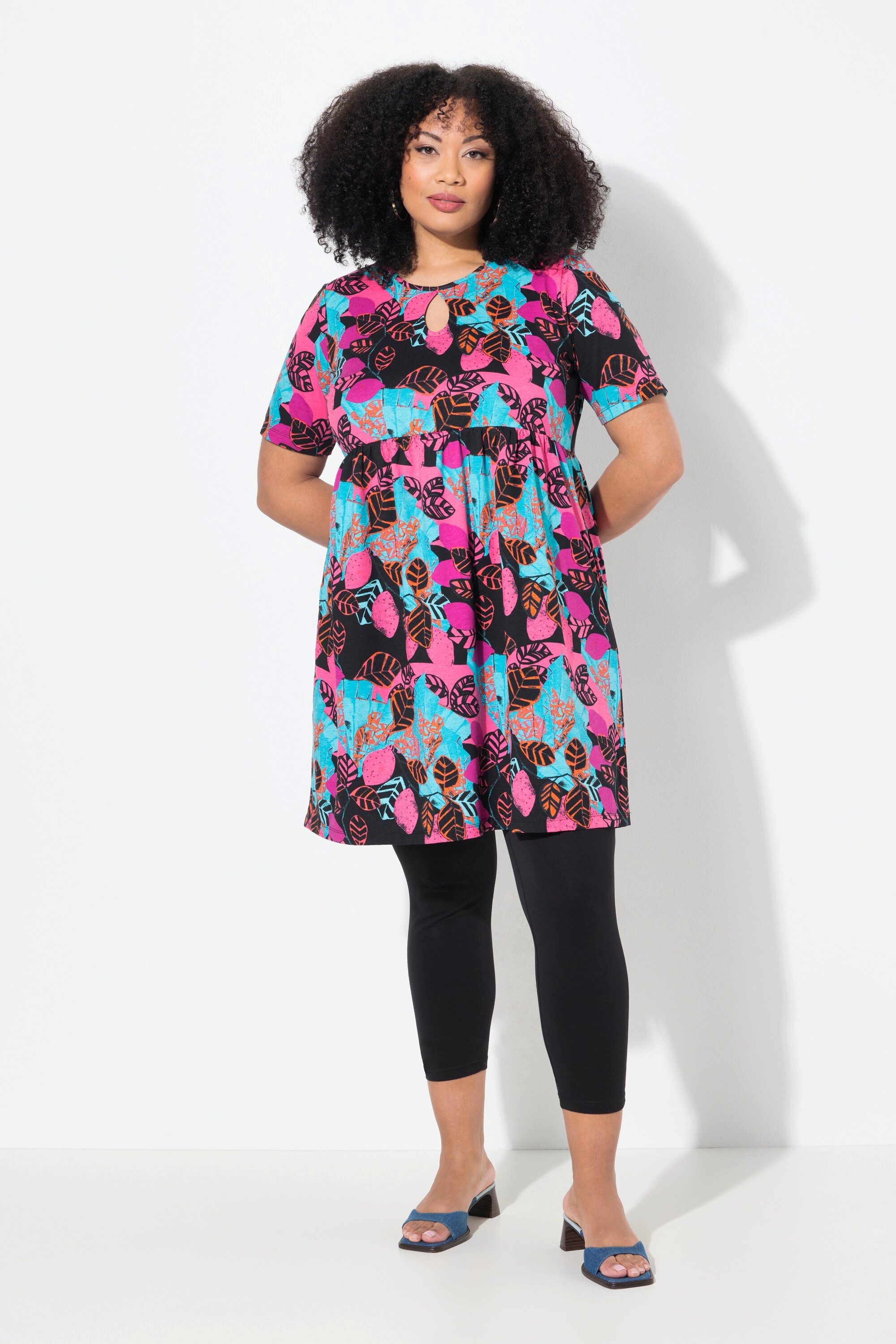 Jerseykleid Jerseykleid A-Linie Rundhals Halbarm Taschen