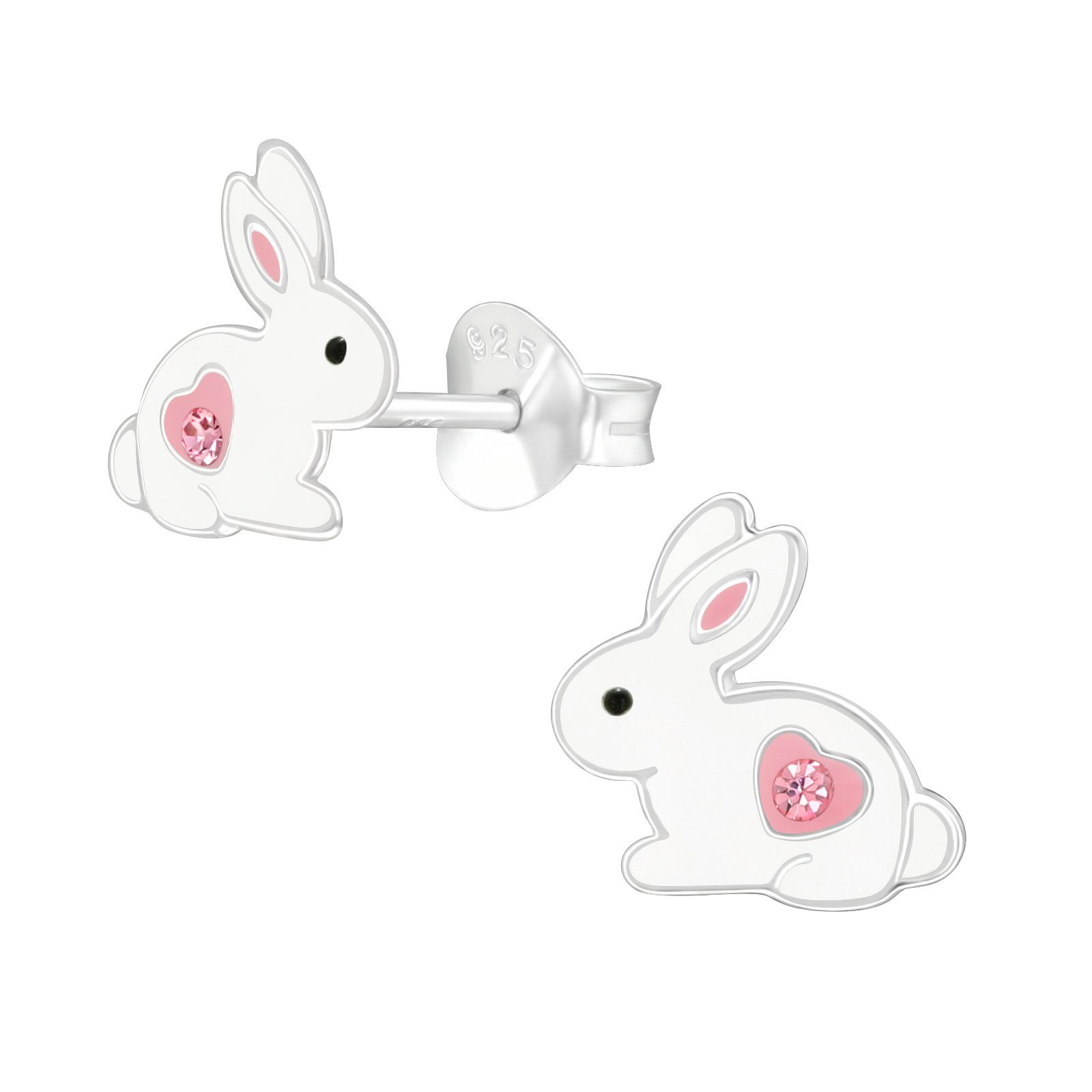 schmuck23 Paar Ohrstecker 925 Hase Kinderschmuck Ohrstecker, Ohrringe Silber Silberohrringe Mädchen echte Ostern Kinder Mädchen