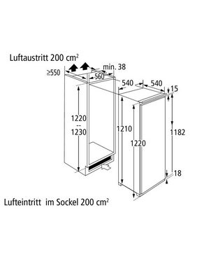 PKM Einbaukühlschrank KS215.0A++EB2, 123,0 cm hoch, 54,0 cm breit, Superkühl-Modus