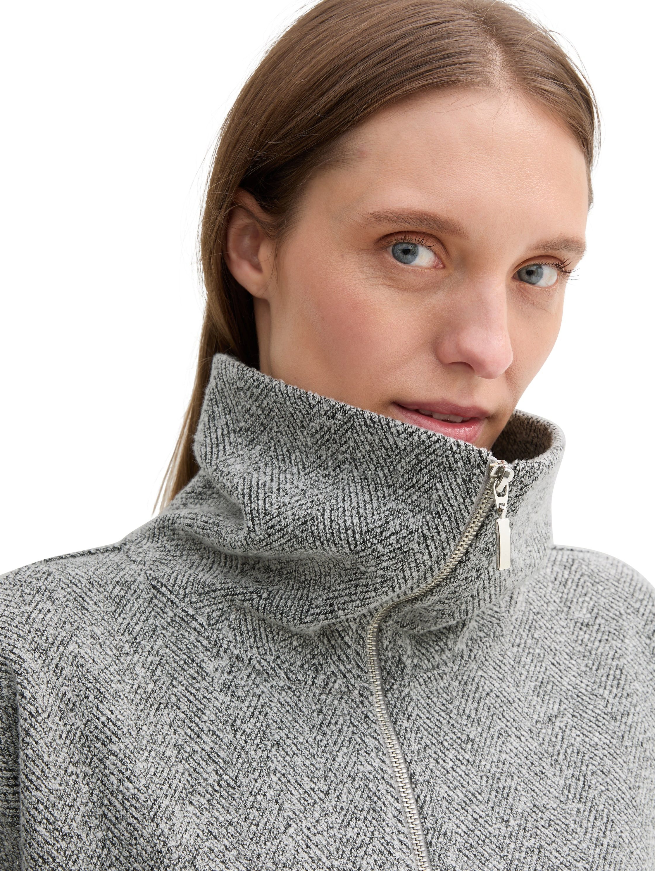 TOM TAILOR Sweatjacke mit großem Stehkragen