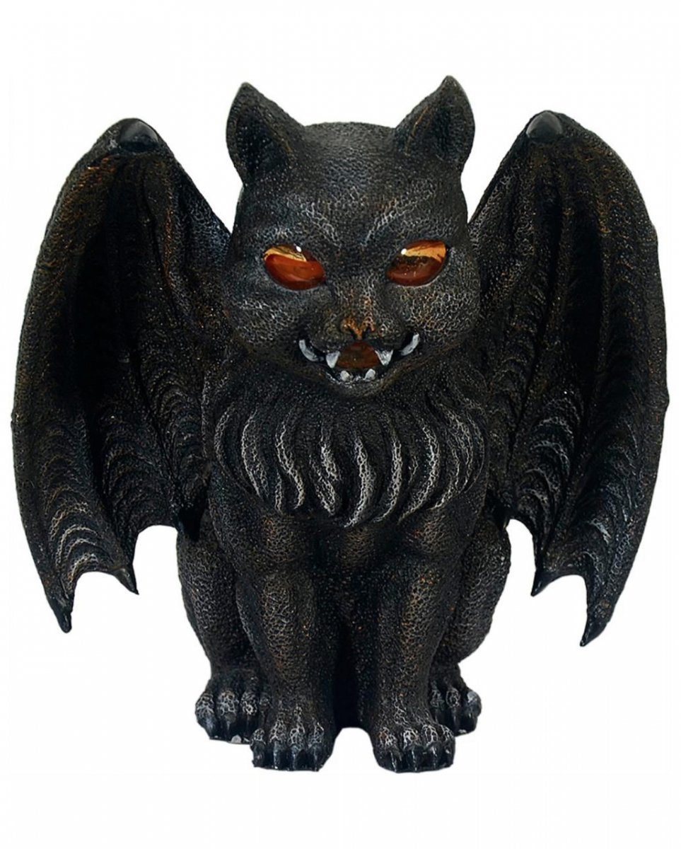 Dekofigur Unheimliche Fantasy Katze mit Teelicht Beleuchtung