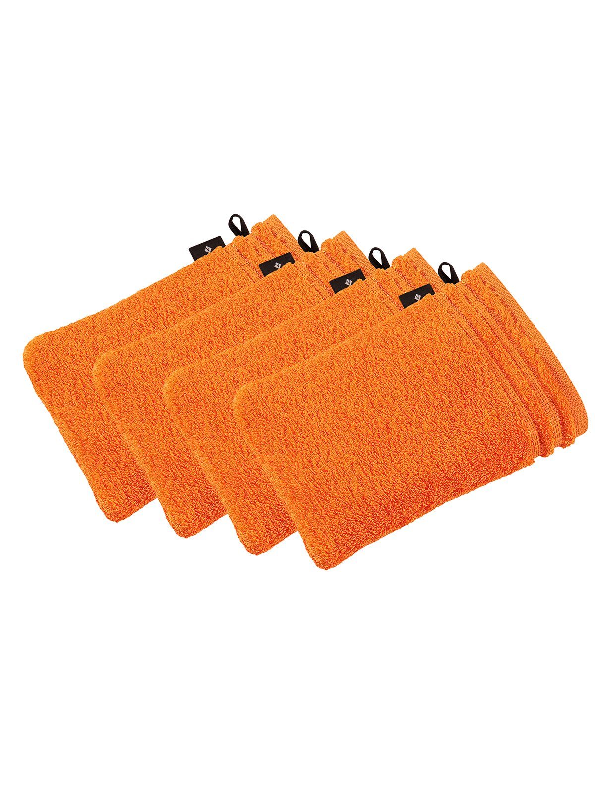 Vossen Waschhandschuh 4er Pack Waschhandschuh 22 x 16 cm Calypso feeling (Spar-Set, 4-tlg), Vegan orange