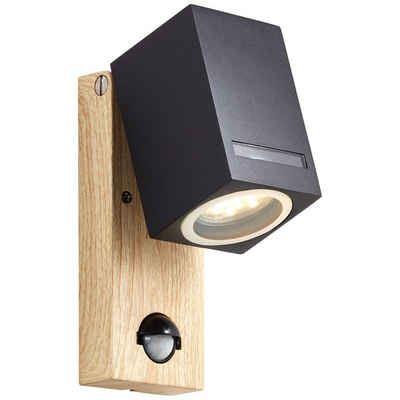 Brilliant LED Außen-Wandleuchte Galeni, Bewegungsmelder, Lampe Galeni Außenwandleuchte Bewegungsmelder schwarz/natur 1x PAR51