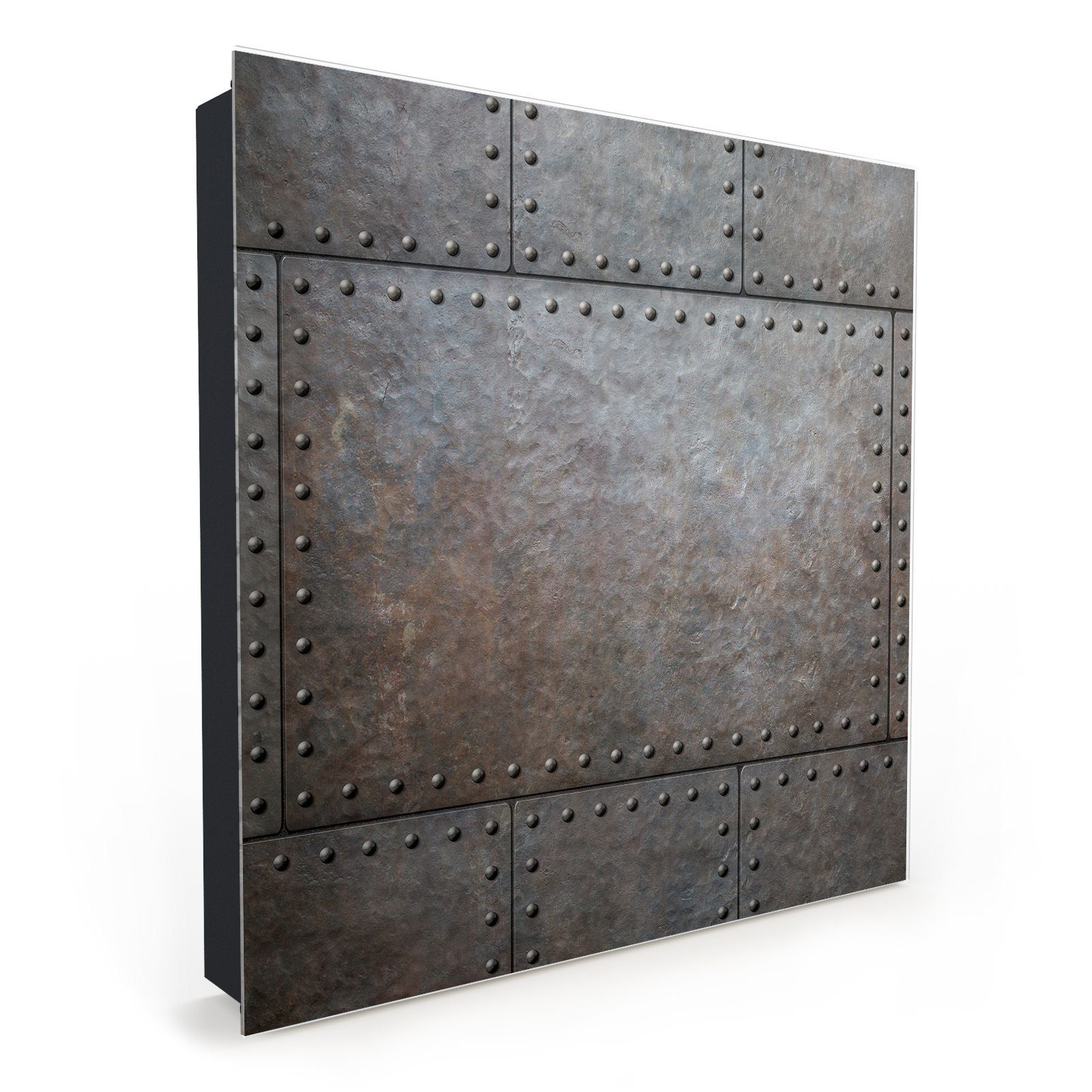 Primedeco Schlüsselkasten Magnetpinnwand mit Glasfront Nieten auf Metall (1 St)