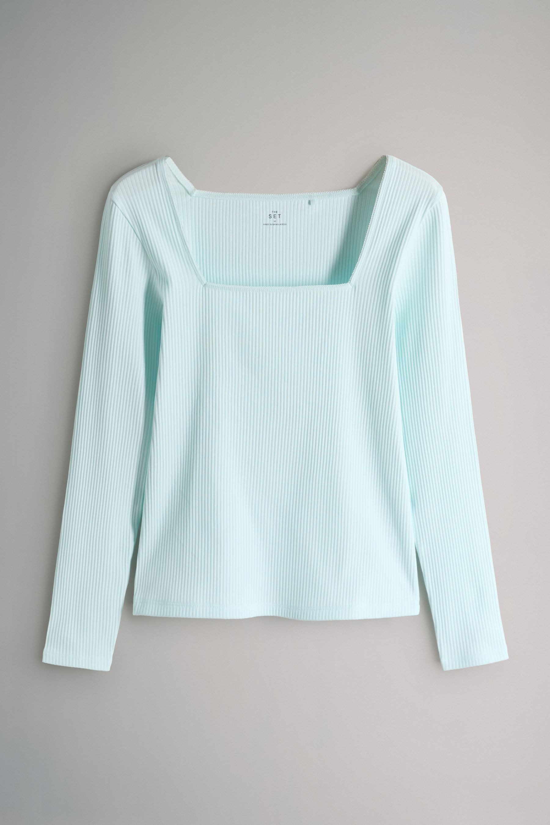The Set T-Shirt The Set Gerippte Oberteile mit Besatz, 4er-Pack (4-tlg)