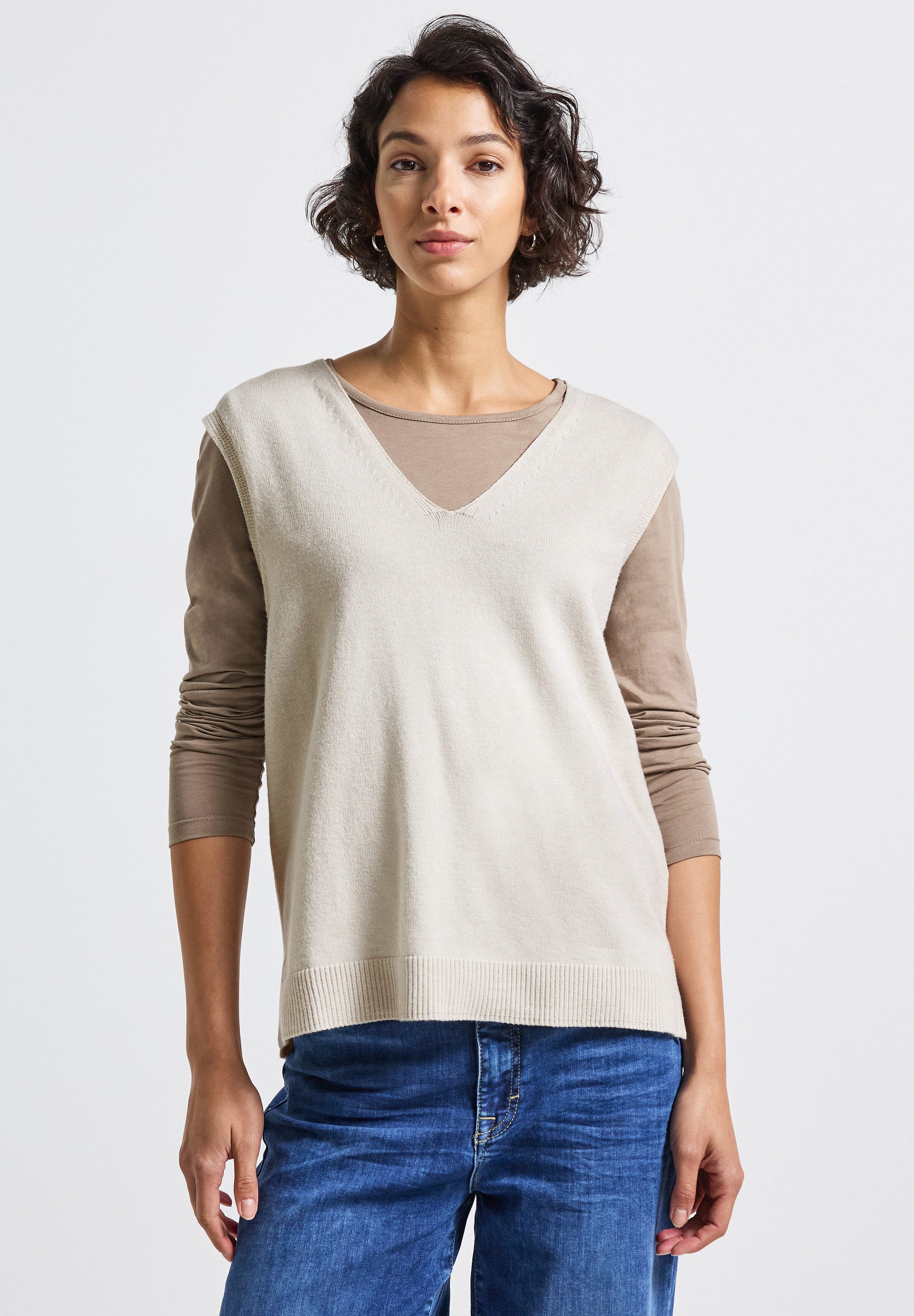 STREET ONE Kurzarmpullover aus softem Materialmix