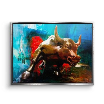 DOTCOMCANVAS® Leinwandbild, Premium Leinwandbild - Motivation - Bronze Bull - Trading