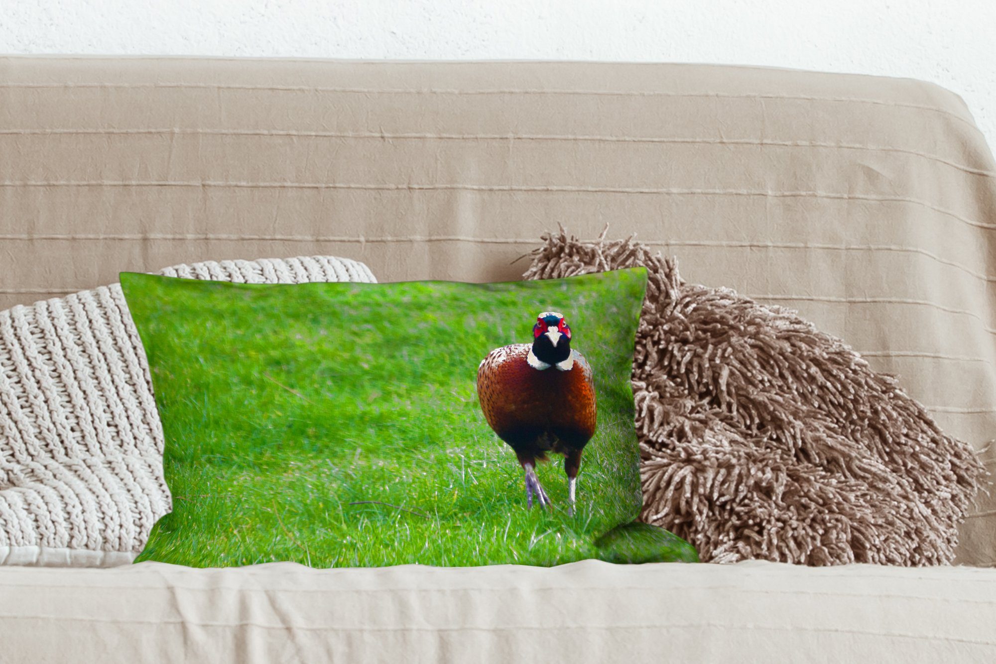 Zierkissen, Wild - Dekokissen Schlafzimmer MuchoWow Fasan Füllung, Dekokissen - Wohzimmer England, Dekoration, mit