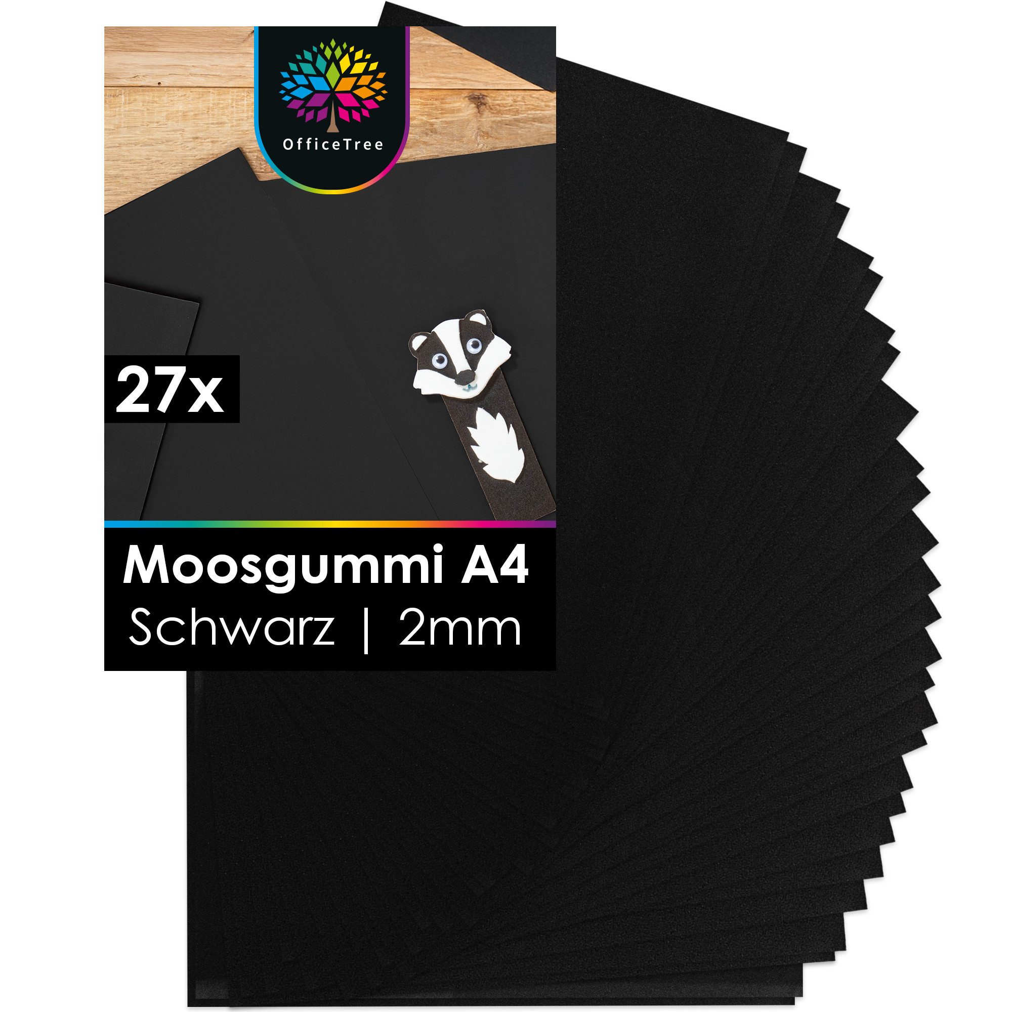 OfficeTree Moosgummi OfficeTree 27x Moosgummi schwarz 2mm - schwarzer Schaumstoff