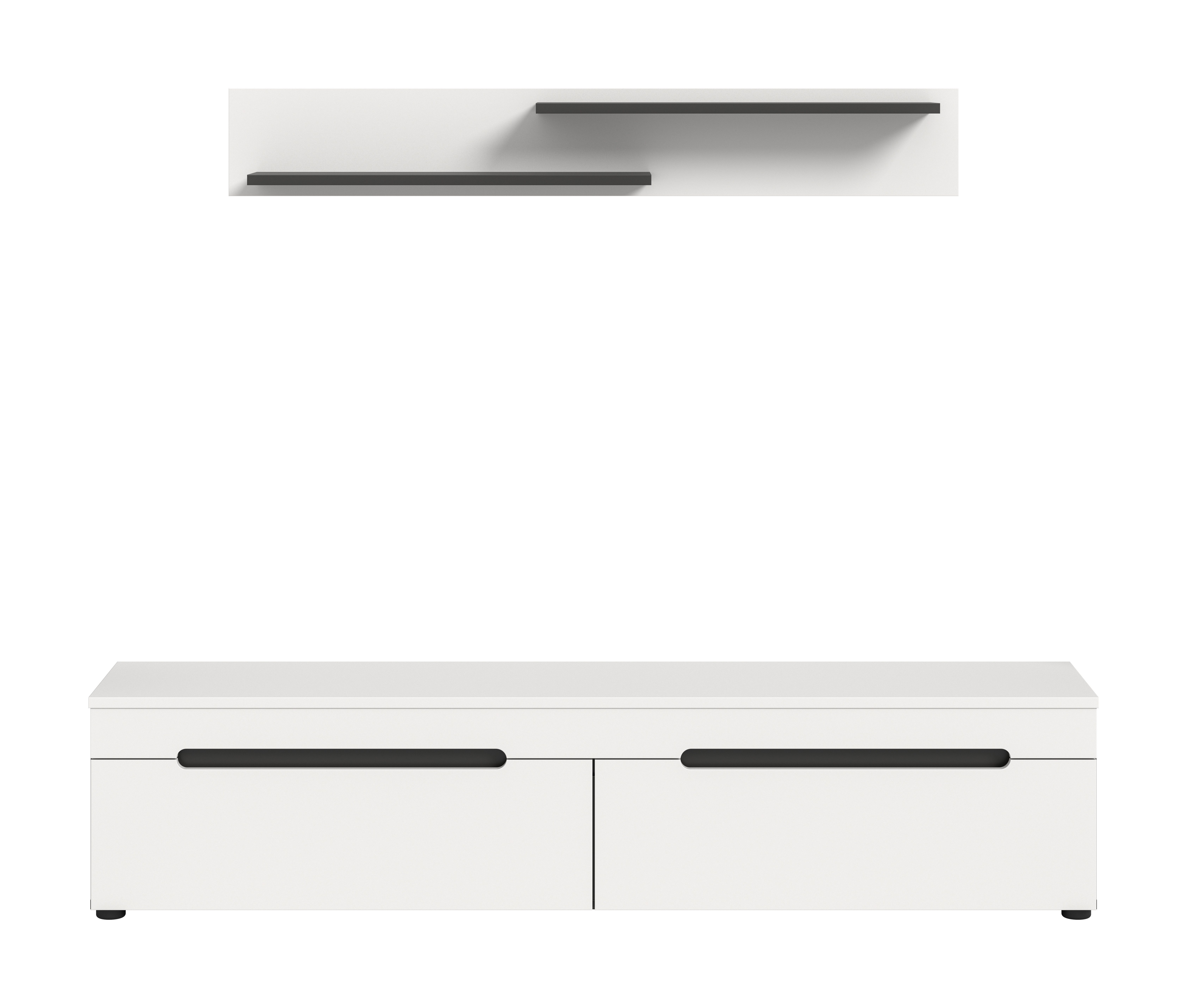 furnling Lowboard Cano (2 St., mit Wandboard), TV Schrank, TV Element, Breite 170 cm, Basalt grau/weiß