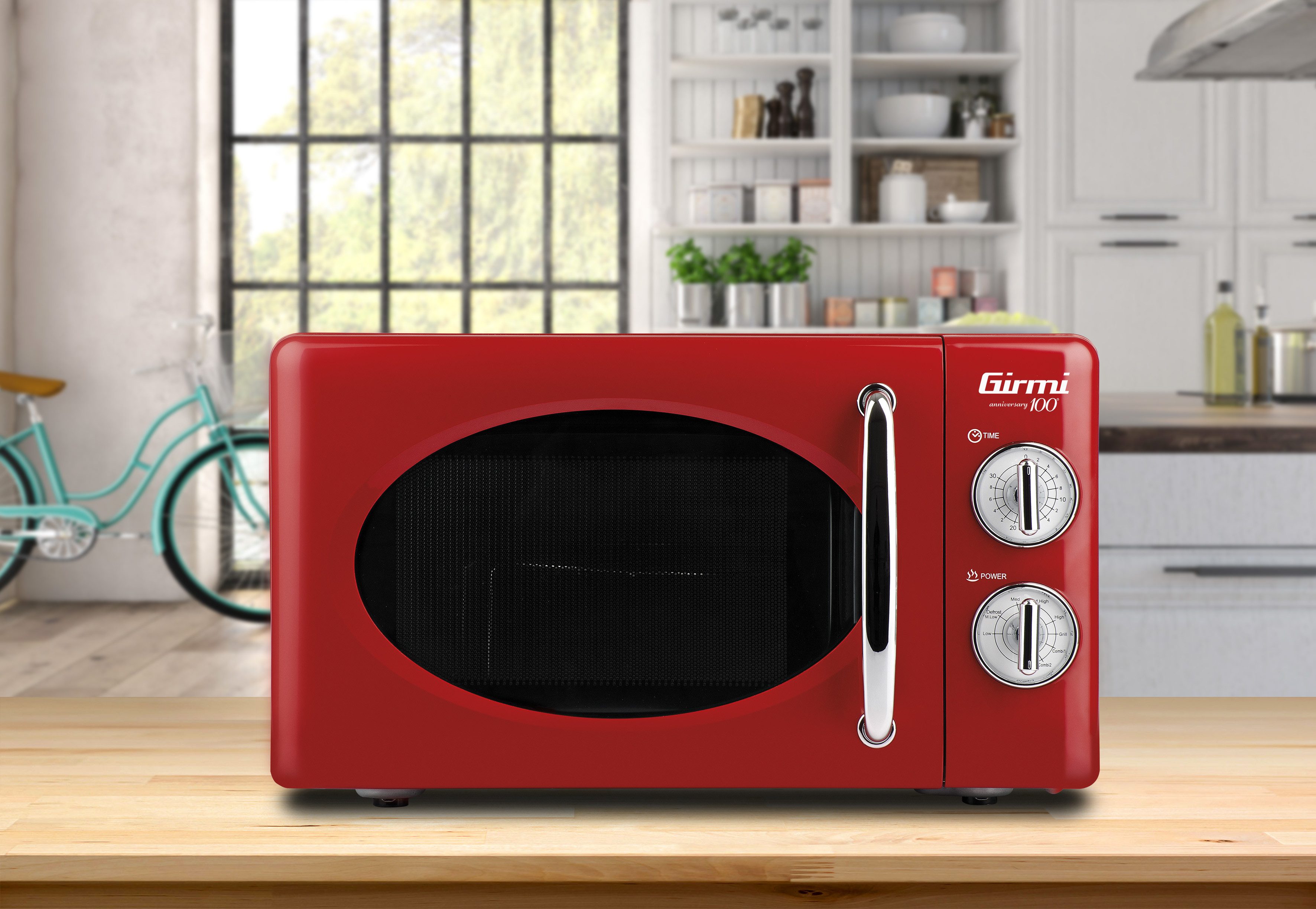 Girmi Mikrowelle FM2102 FM21, Grill, Mikrowelle, Kombibetrieb, 20 l, 1150 W, Italienisches Retro-Design, Grillfunktion, Kombibetrieb