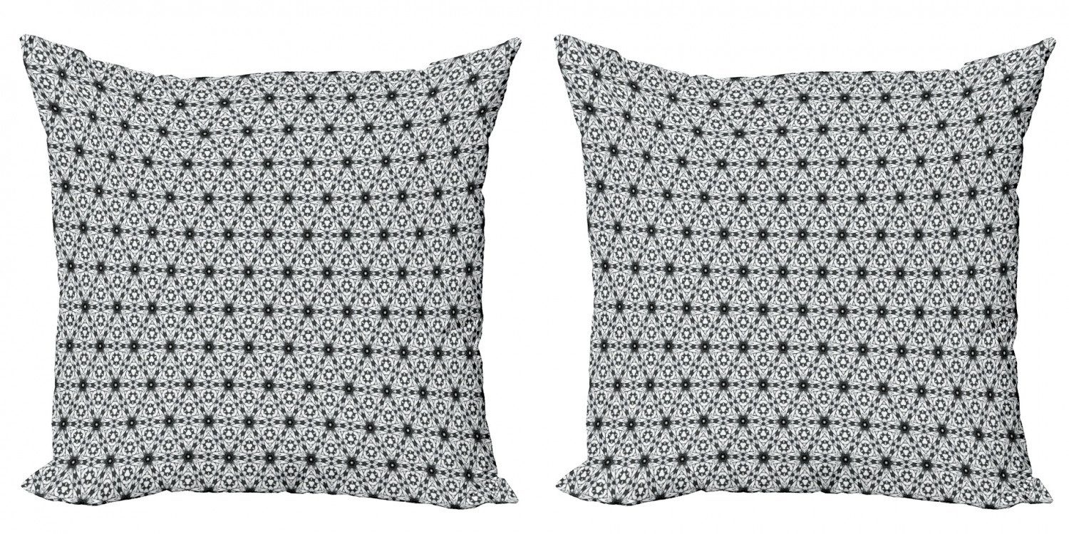Grau Weiß Kissenbezüge Stück), Blumenkunst Accent Boho Digitaldruck, Modern Abakuhaus und Doppelseitiger (2