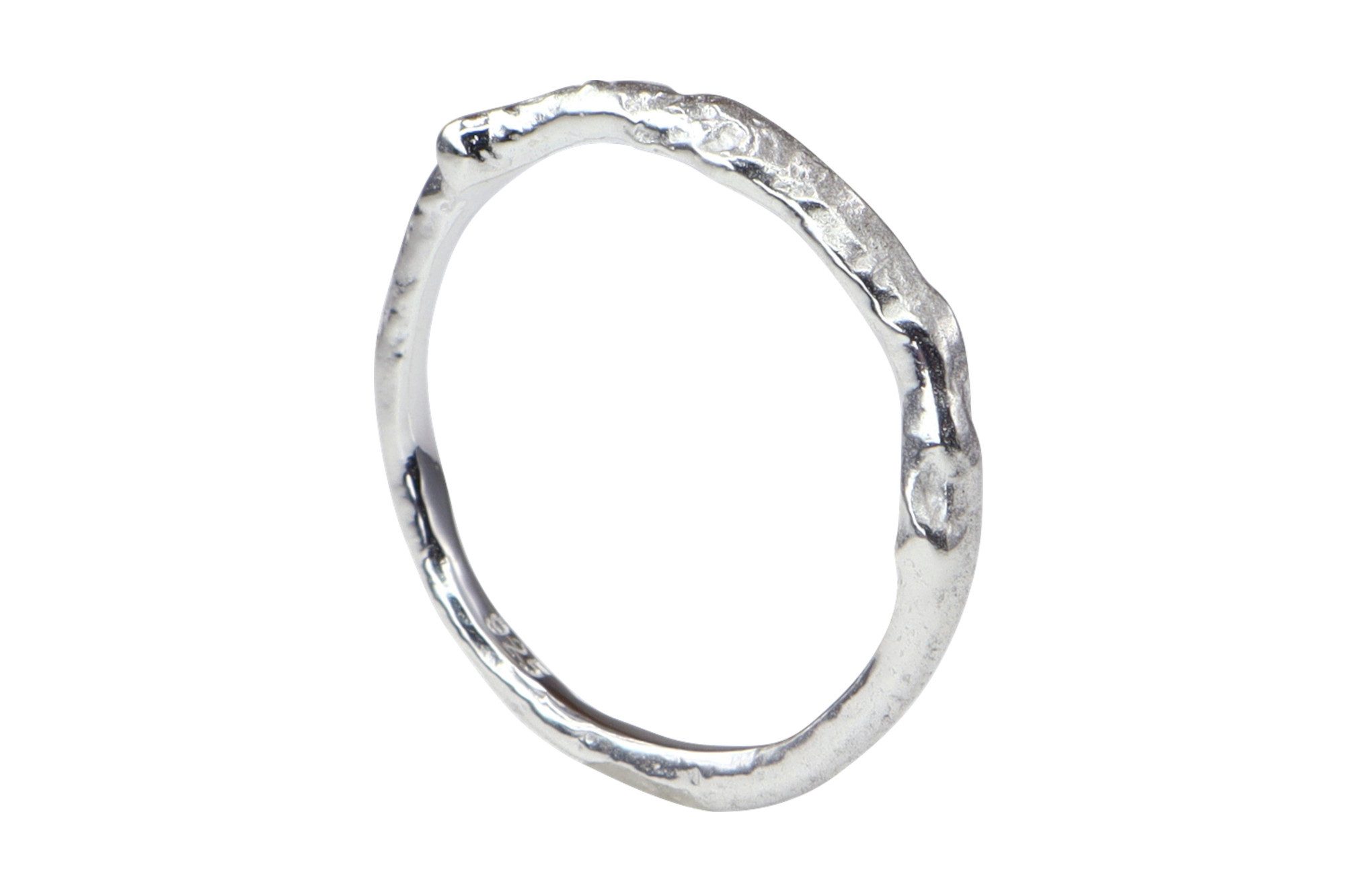 SILBERMOOS Silberring Feiner Strukturring im Natur-Design, 925 Sterling Silber