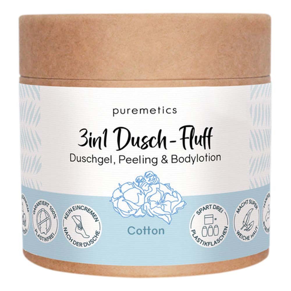 puremetics Körperpeeling 3in1 Dusch-Fluff - Cotton 250g