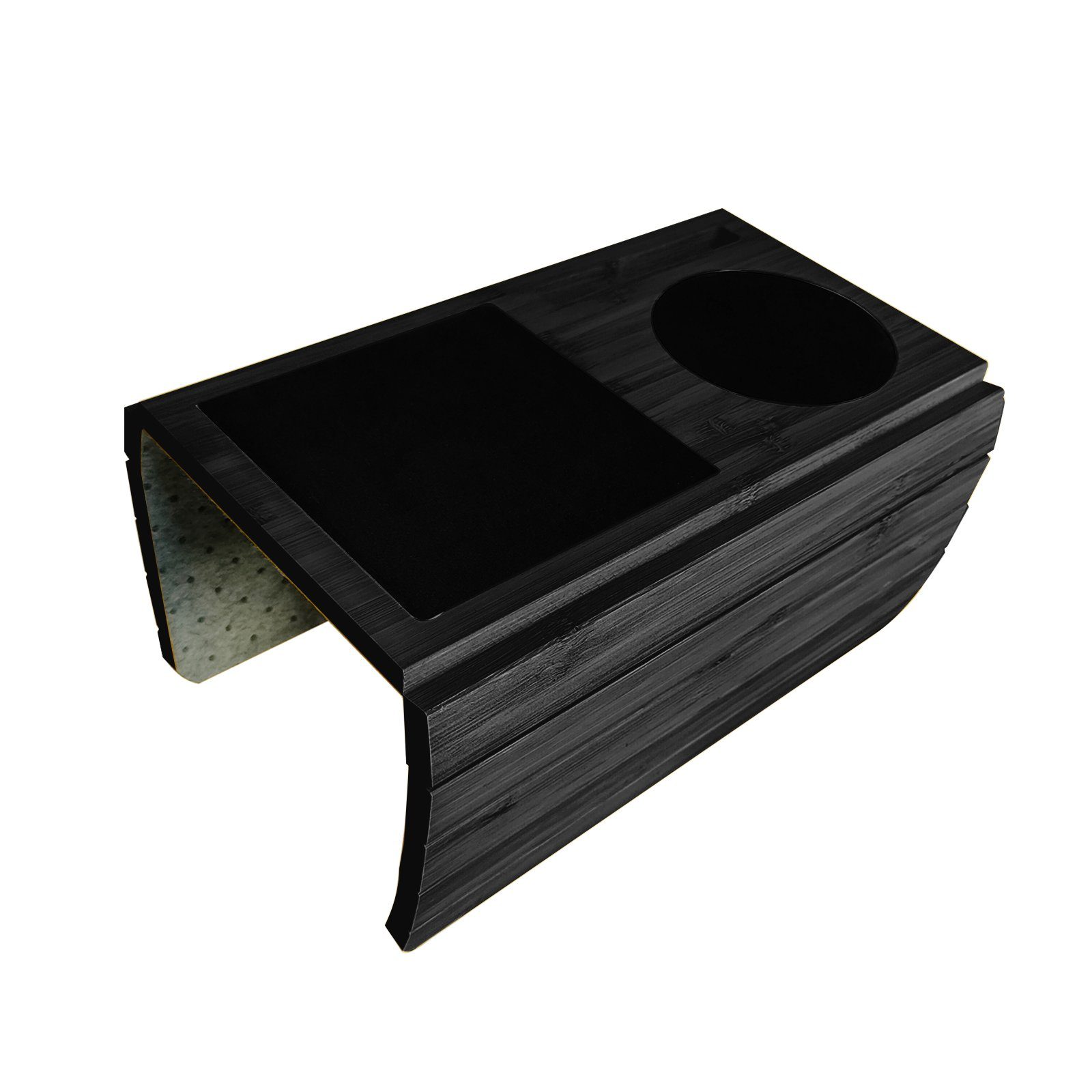 Tablett Rutschfeste Sofa-Armlehnenablage aus Bambus (schwarz)