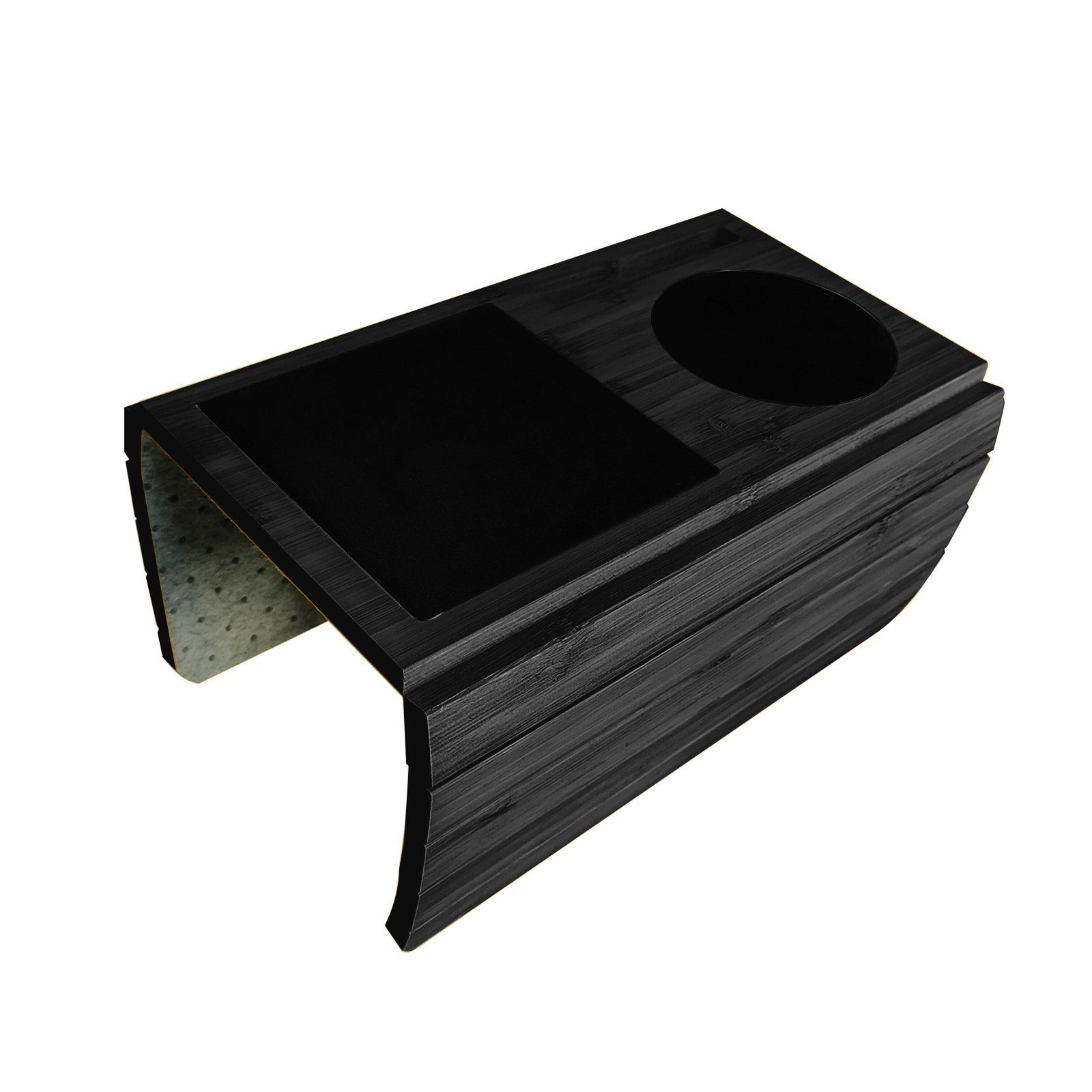 Tablett (schwarz), Anti-Rutsch-Matte TWSOUL Rutschfeste Mit aus Bambus Sofa-Armlehnenablage