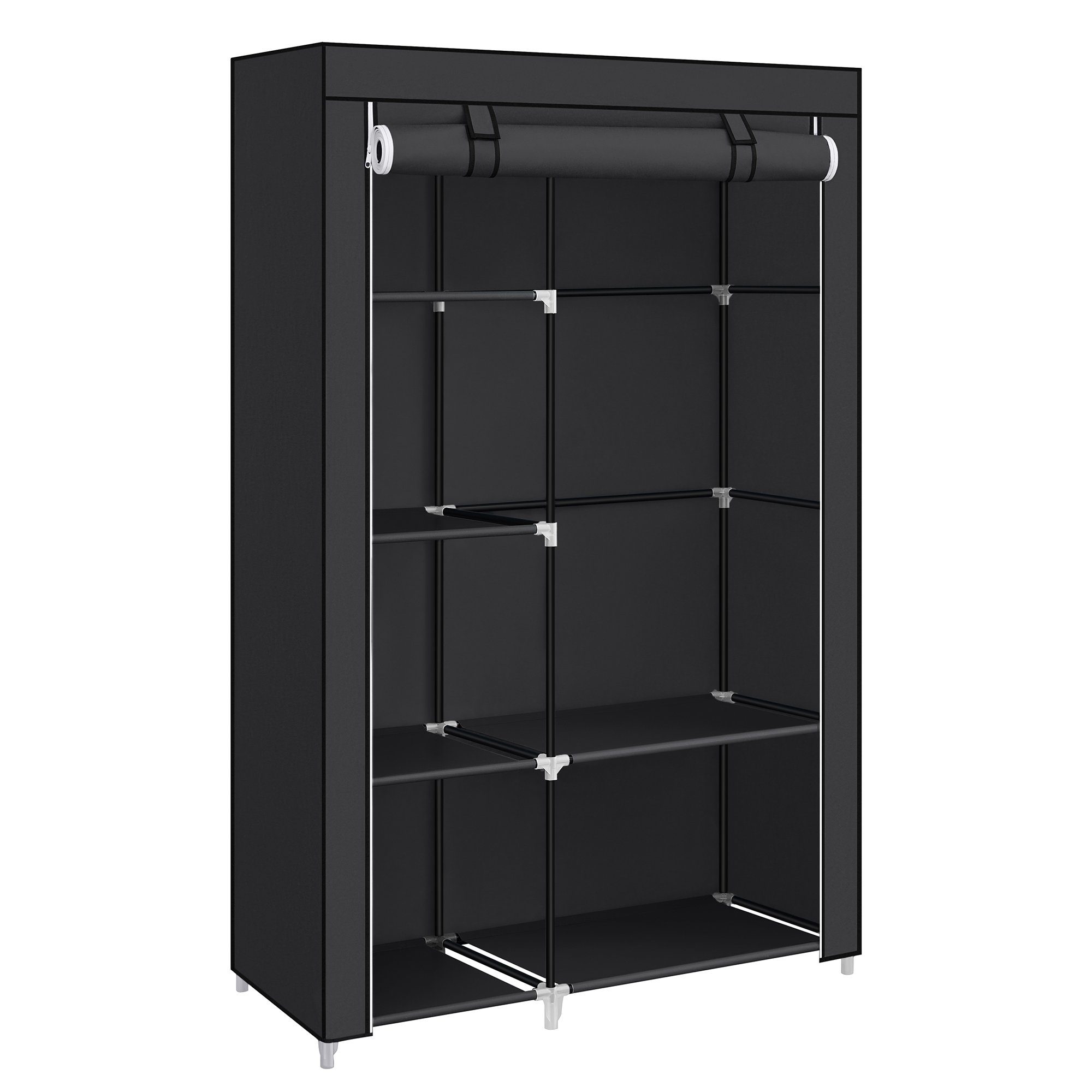 SONGMICS Kleiderschrank Garderobe, mit 1 Kleiderstange, 6 Ablagen, Vliesstoff
