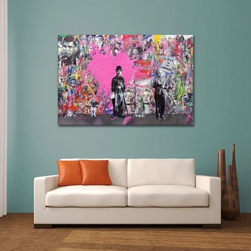 ArtMind XXL-Wandbild Pop Art - Charlie Chaplin, Premium Wandbilder als Poster & gerahmte Leinwand in 4 Größen, Wall Art, Bilder fürs Wohnzimmer und Büro