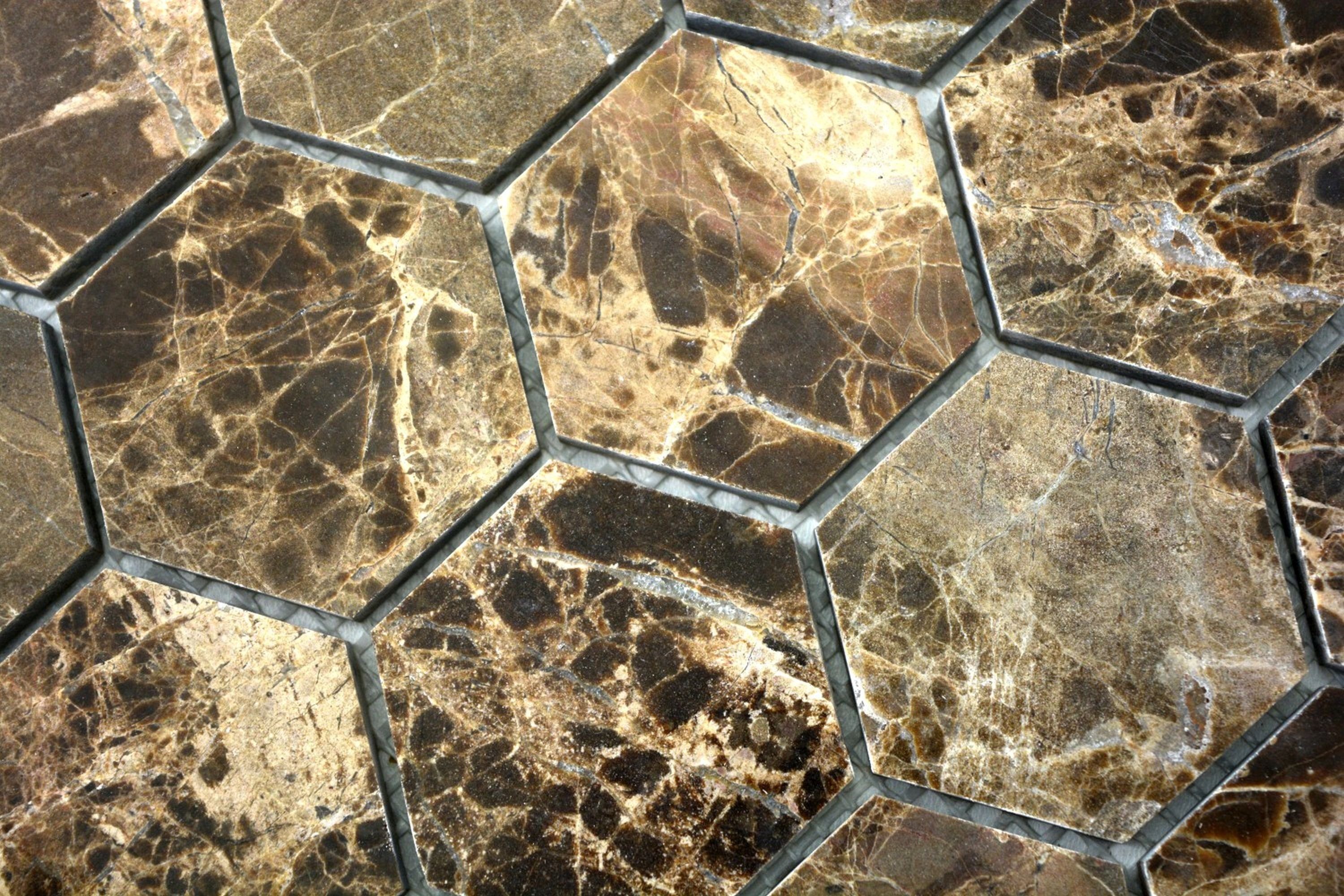 Mosani Mosaikfliesen Marmor Naturstein Impala glänzend dunkelbraun poliert Mosaik Fliese