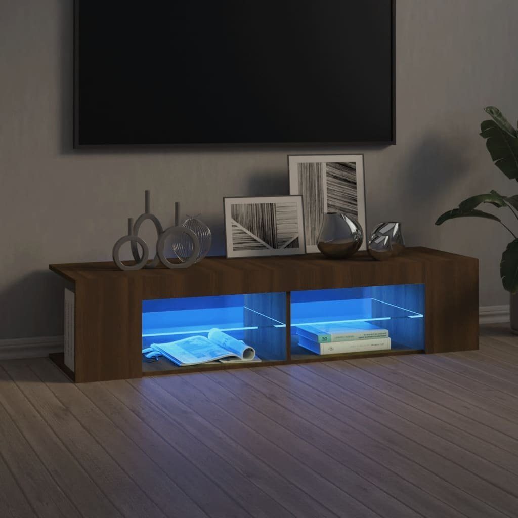vidaXL TV-Schrank TV-Schrank mit LED-Leuchten Braun Eichen-Optik 135x39x30 cm (1-St) Braune Eiche