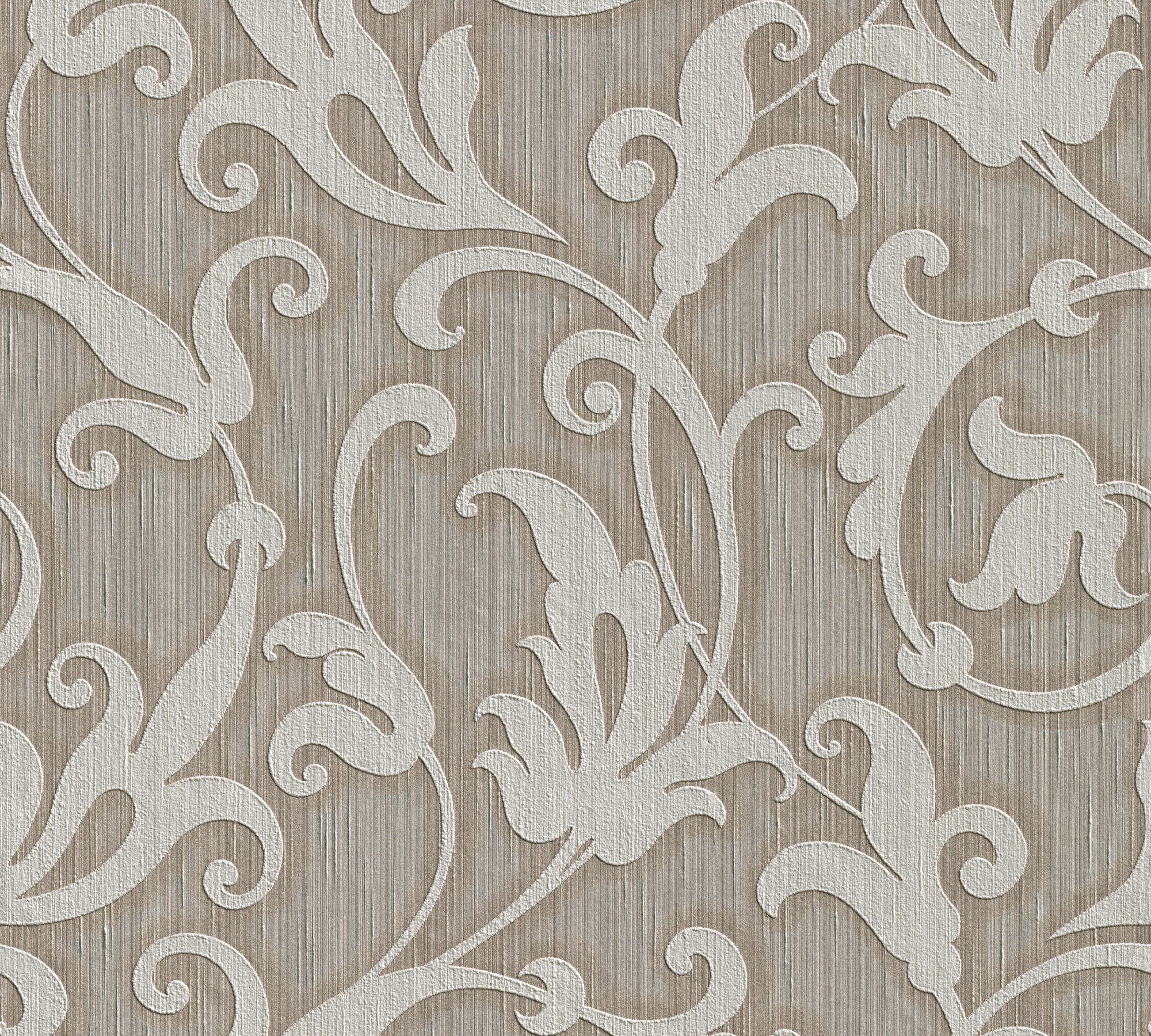 Barock Tapete Paper floral, Architects grau/braun Tessuto, Création A.S. samtig, Barock, Textiltapete