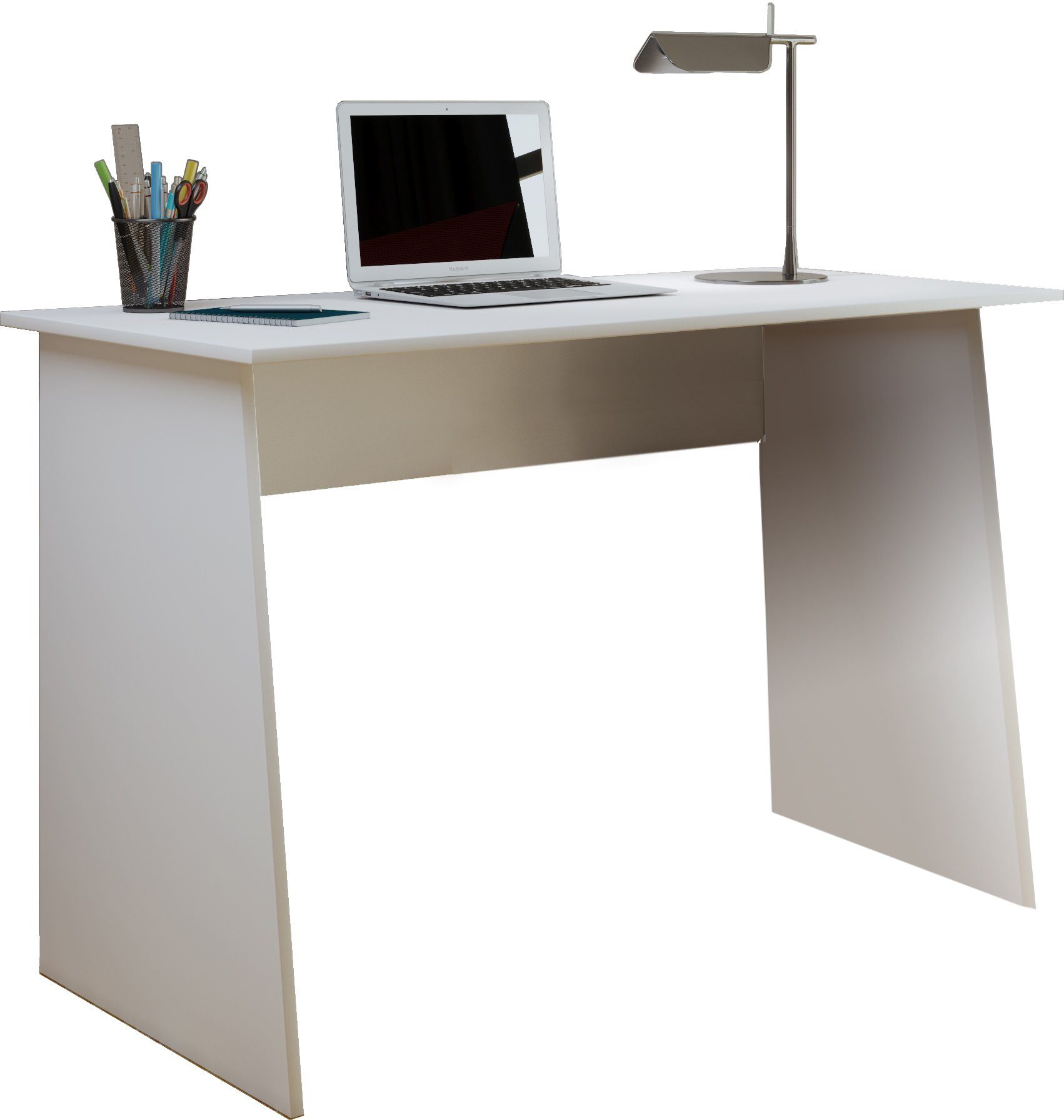 VCM Schreibtisch Holz Schreibtisch Computertisch Masola Weiß Maxi