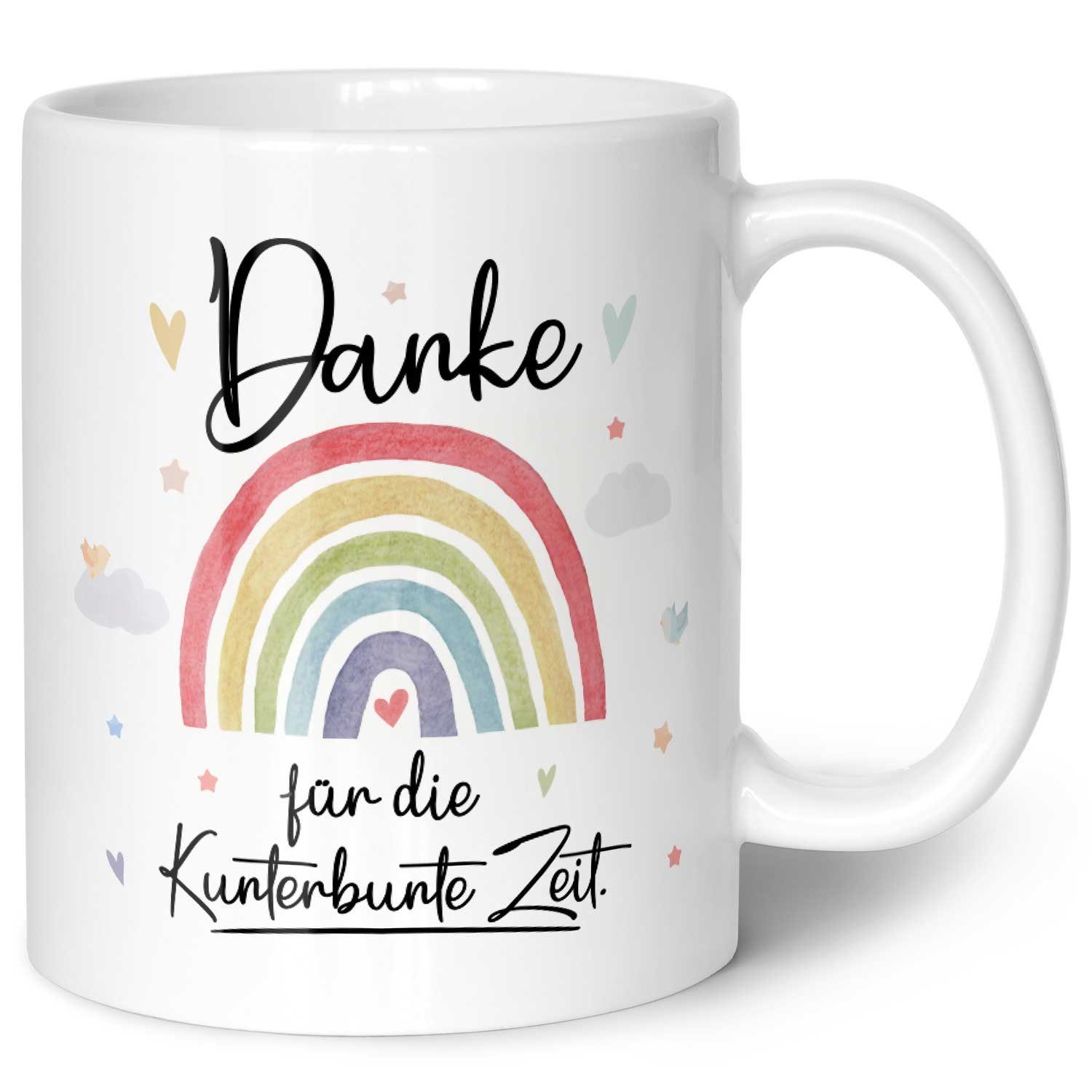GRAVURZEILE Tasse mit Spruch "Danke für die Kunterbunte Zeit" - Geschenk -, Keramik