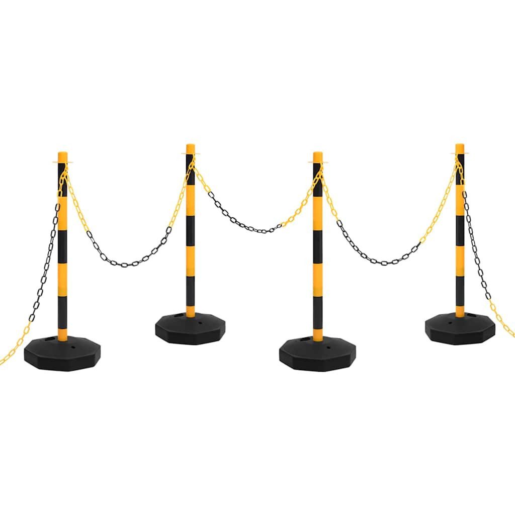 vidaXL Verkehrsschild Kettenpfosten-Set mit 10 m Kunststoffkette, (4 St)