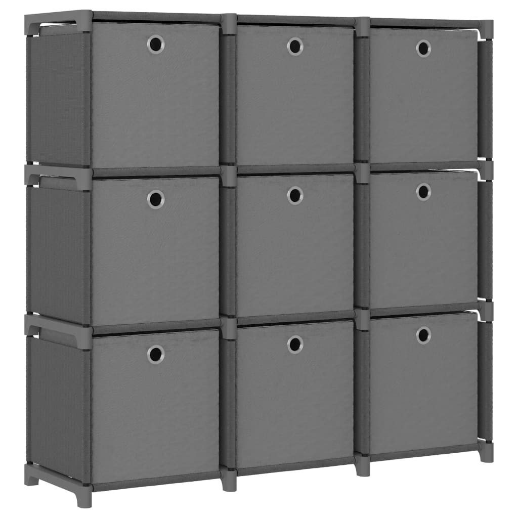 vidaXL Regalwürfel, Würfelregal mit 9 Boxen Grau 103x30x107,5 cm Stoff