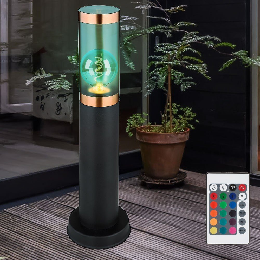 Globo LED Sockellampe Farbwechsel, LED 2x Außenstehlampe Fernbedienung dimmbar Warmweiß, Leuchtmittel Außen-Stehlampe, Wegelampe RGB inklusive