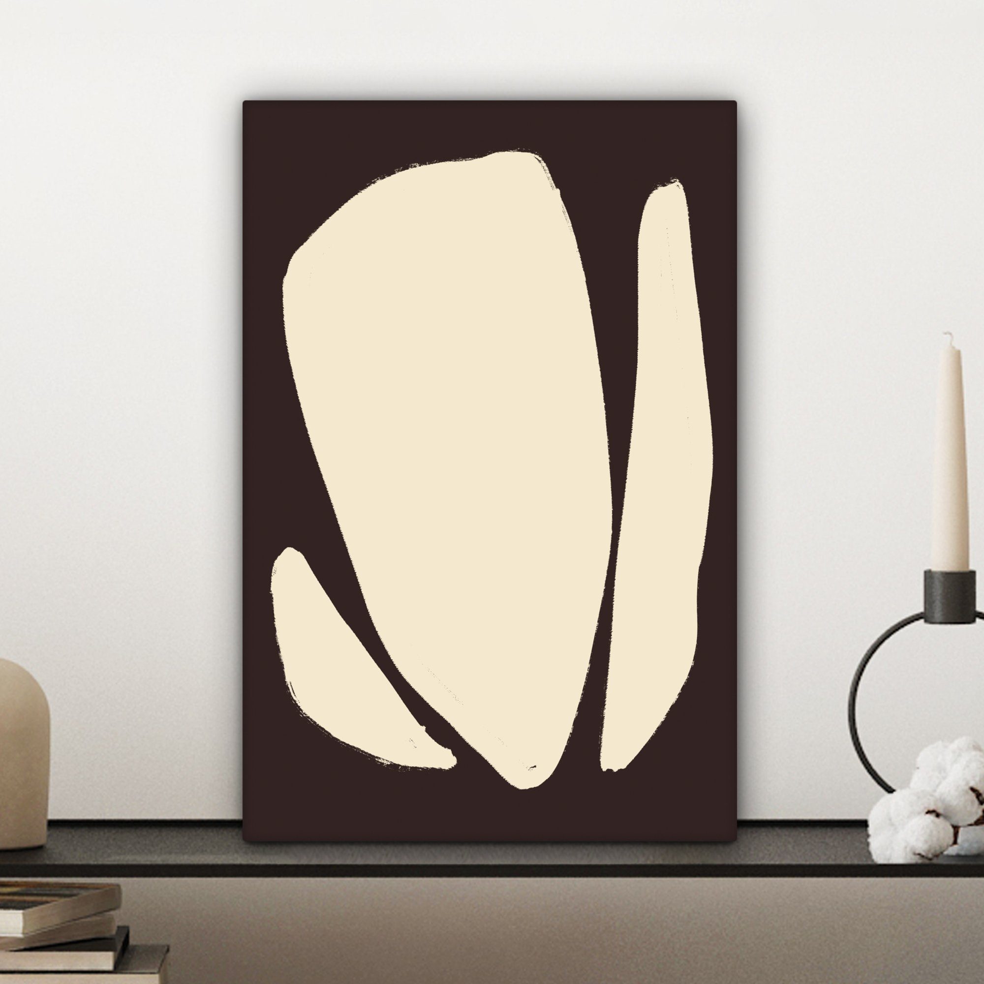 OneMillionCanvasses® Leinwandbild Kunst - Abstrakt, Gemälde, Leinwandbild - (1 20x30 inkl. Zackenaufhänger, cm - St), fertig Braun bespannt Modern