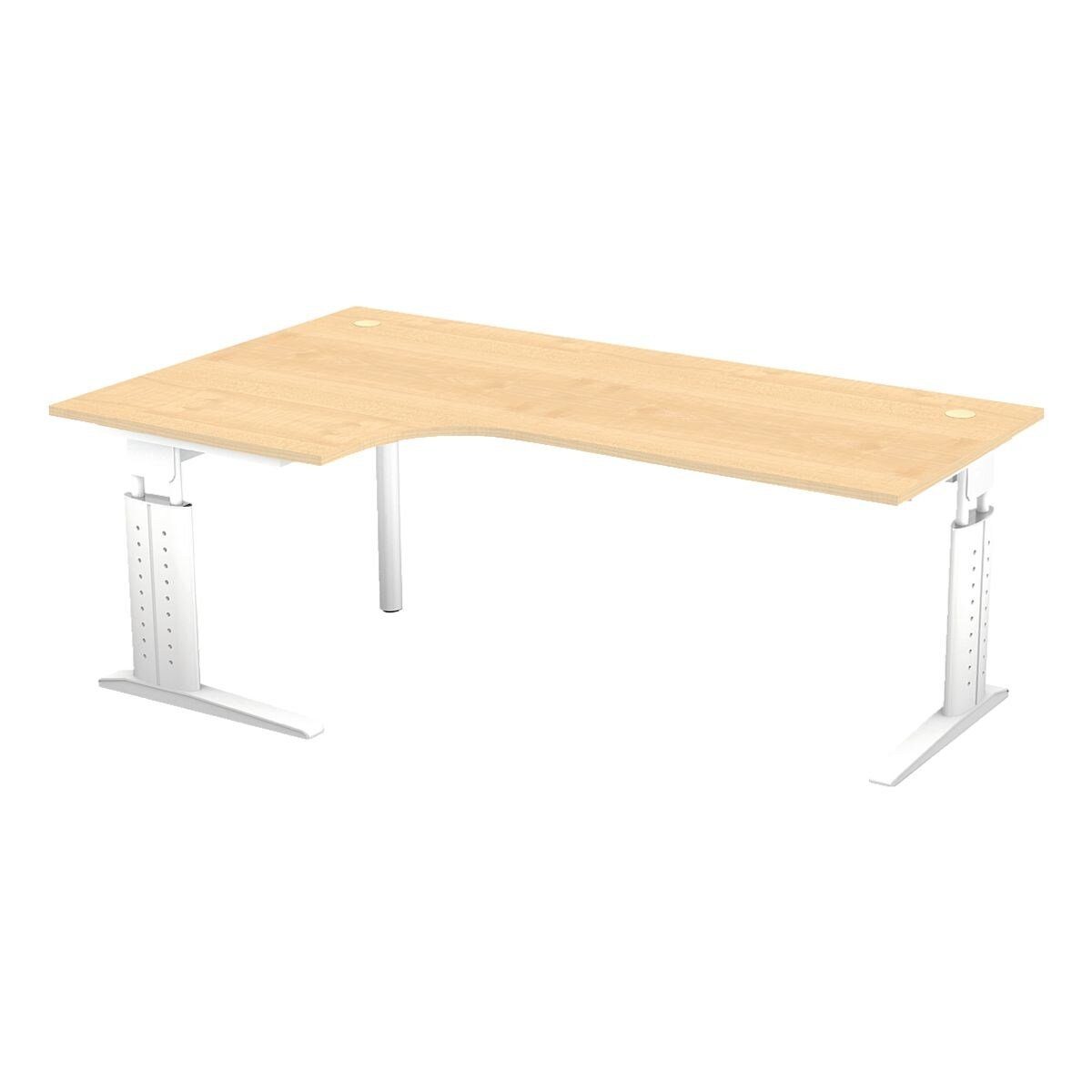 Otto Office Premium höhenverstellbar 68-86 III, | Office Line C-Fuß Eckschreibtisch Ahorn/weiß Premium 200 cm, Office cm, von 90°, Breite weiß