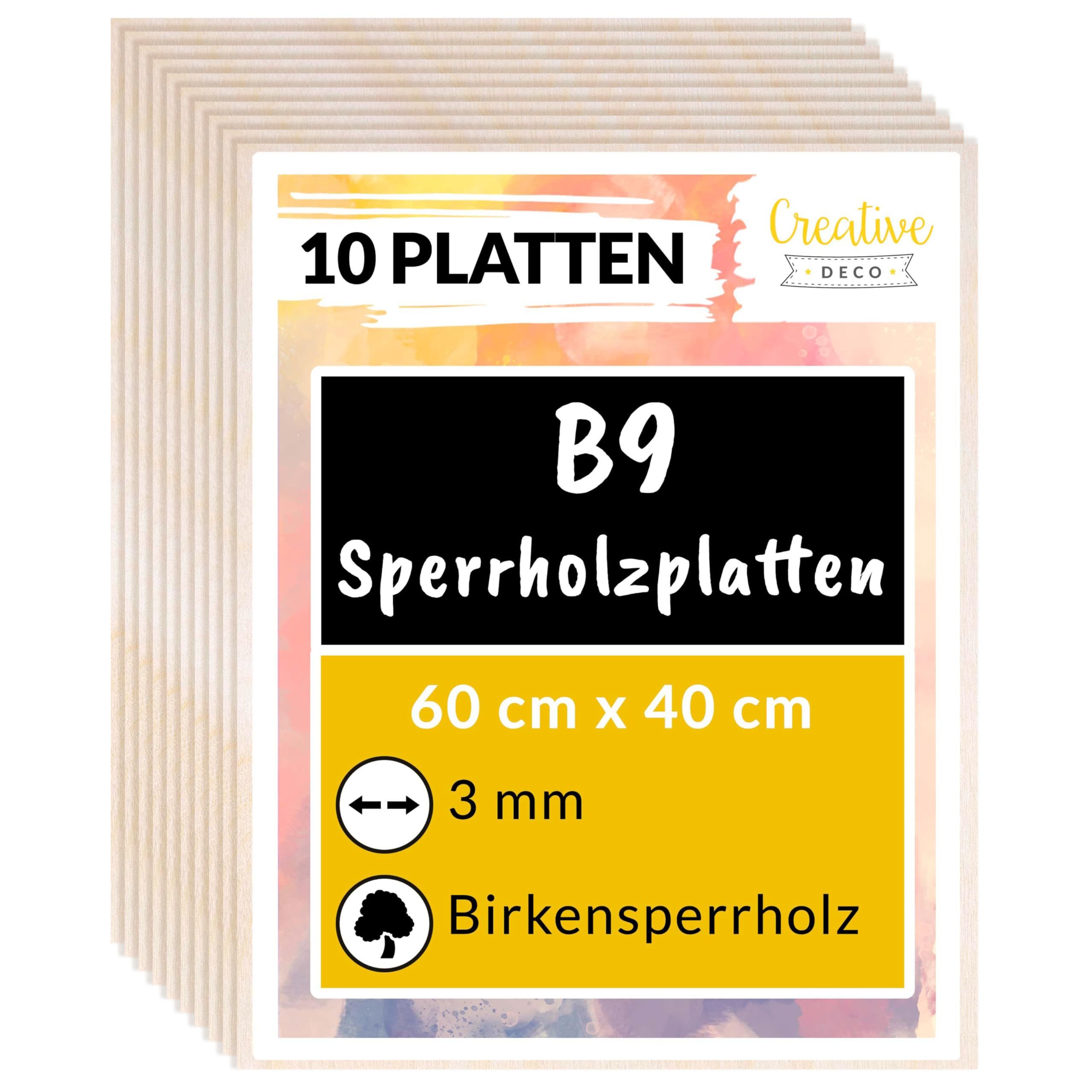 Creative Deco Bastelnaturmaterial Sperrholzplatte Stärke 3mm Birkensperrholz Dün